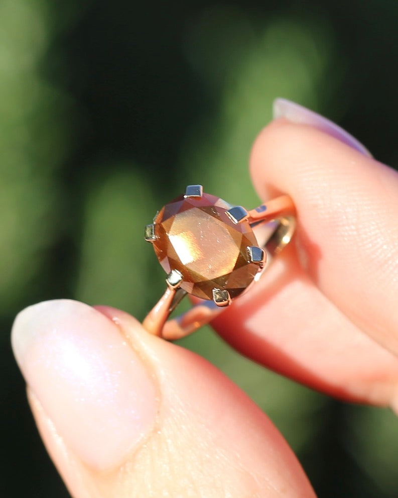 ON HOLD 3.95ct Fancy Cut Tanzanian Umba Sapphire in Vintage 9ct Yellow Gold, size L or 5.75, 2.80g