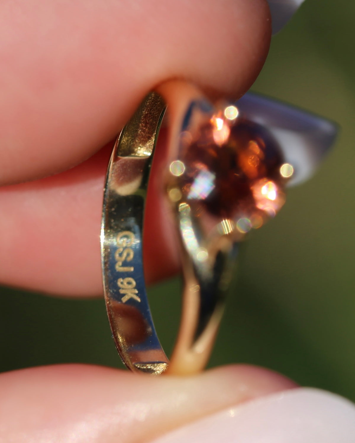 1.4ct Natural Peachy Orange Tourmaline Ring, 9ct Yellow Gold, size N1/2 or 7, 1.51g