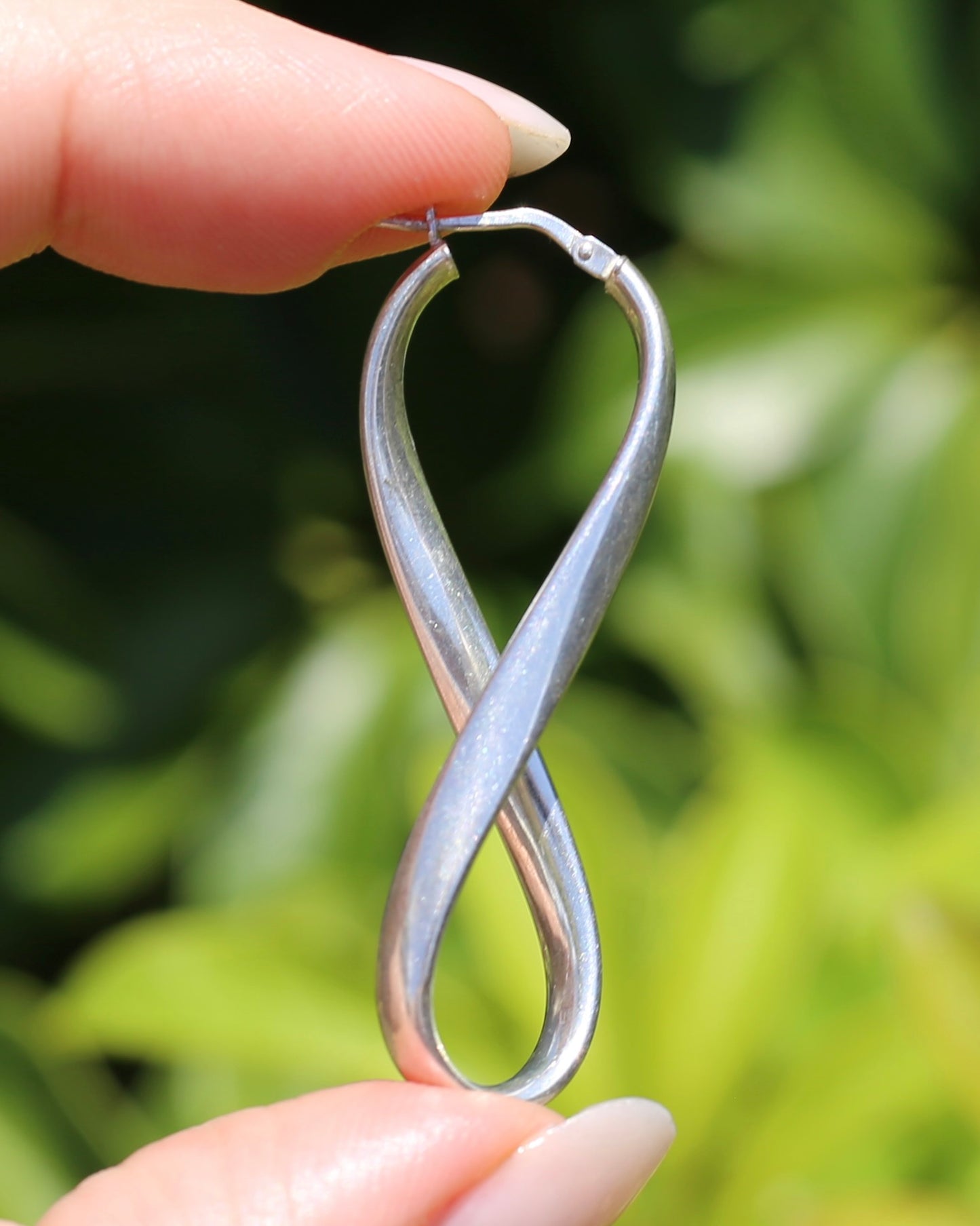 Italian Made Silver Hollow Infinity Hoop Earrings, Sterling Silver, 4.3g