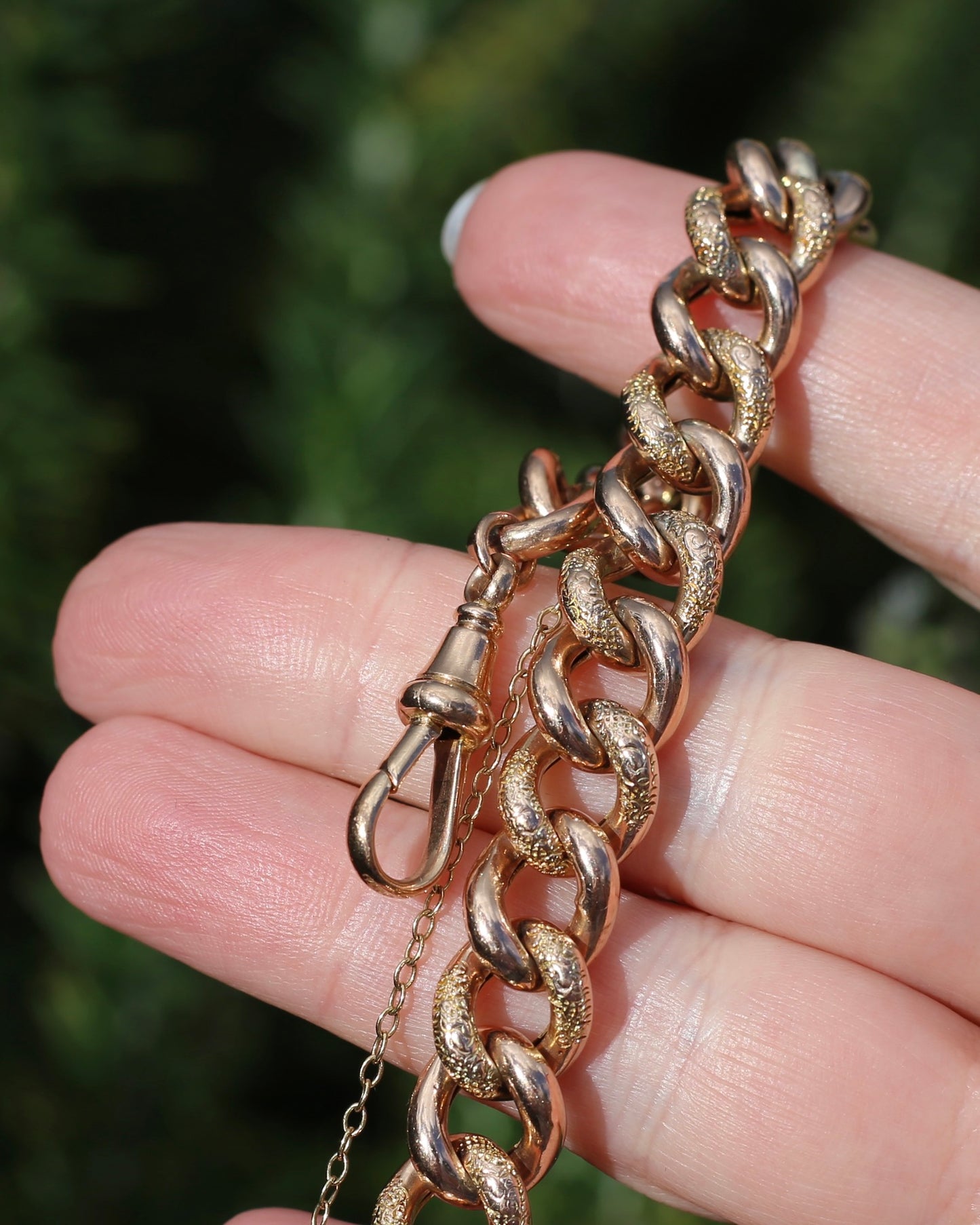 20.5cm Old Rose Gold Semi Hollow Day and Night Bracelet, 9ct Old Rose Gold, 17.29g