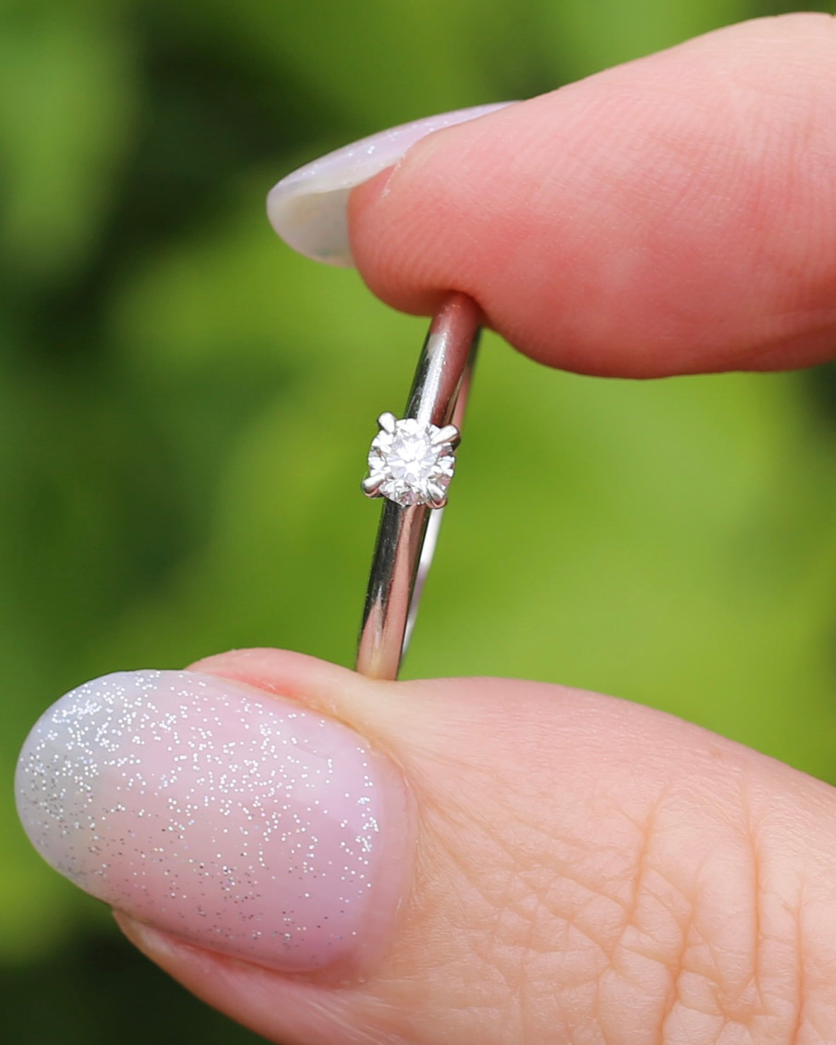 0.2ct Natural Diamond Solitaire, Talon Claw Set, 9ct White Gold, size 5 or J1/2, 2.2g