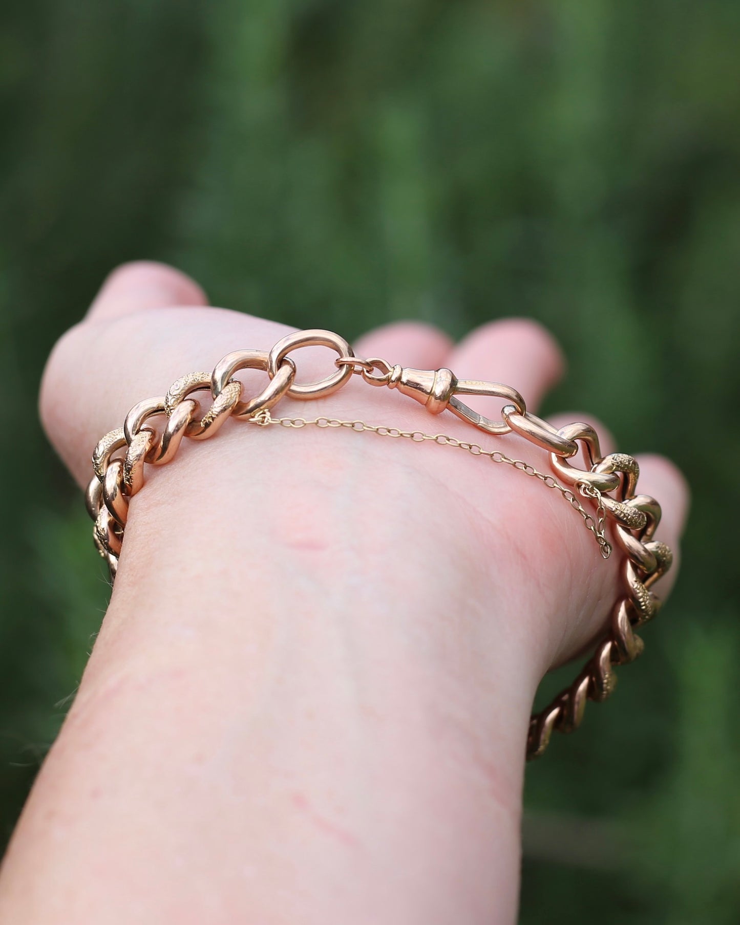 20.5cm Old Rose Gold Semi Hollow Day and Night Bracelet, 9ct Old Rose Gold, 17.29g