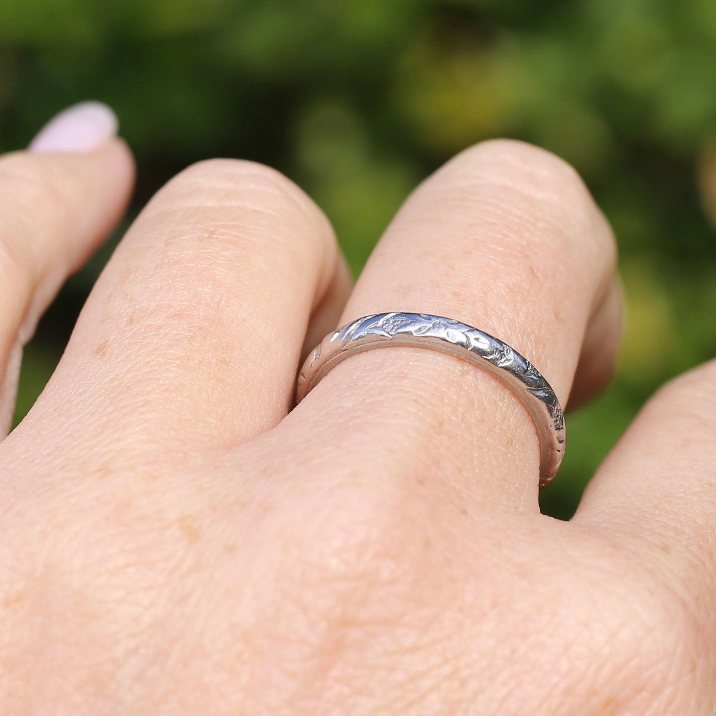 1940s Palladium Orange Blossom Wedding Ring, Palladium, size R1/2 or 9