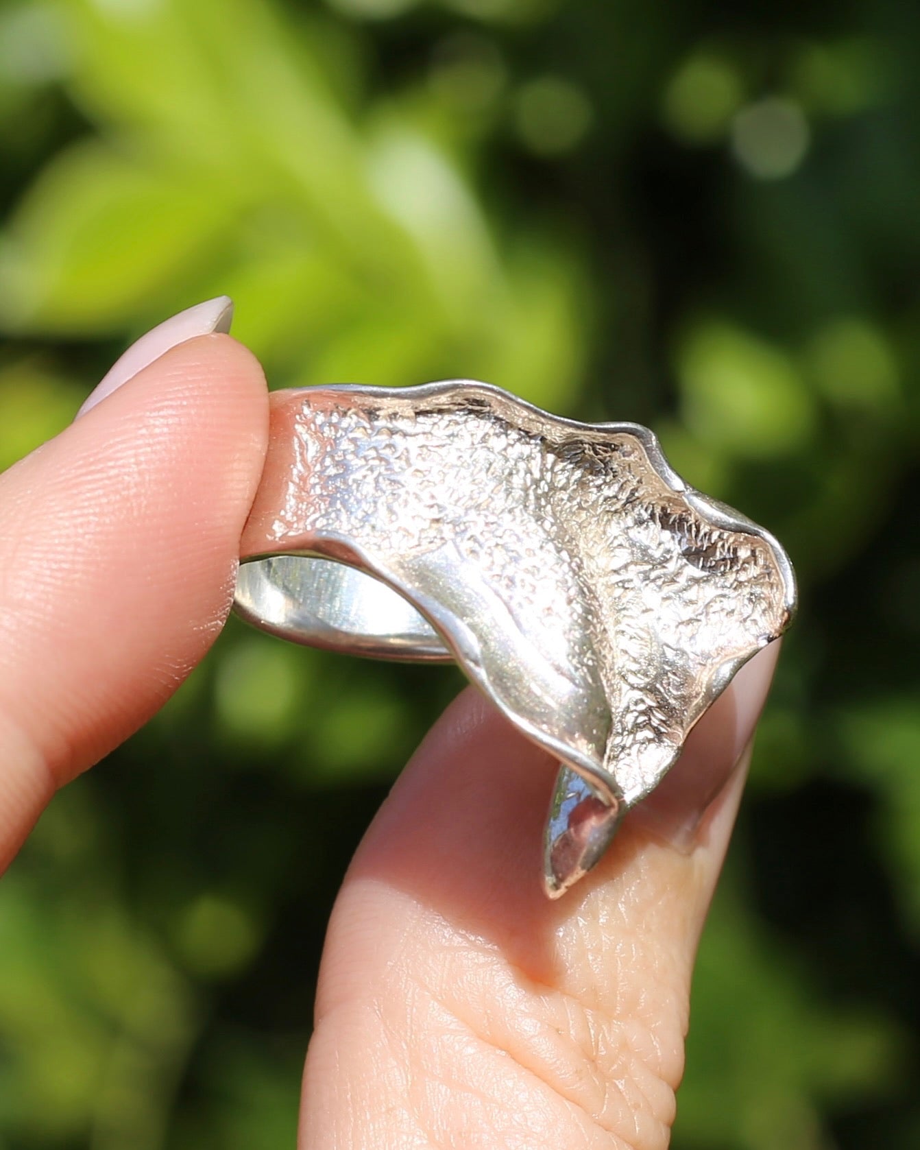 Modernist Silver Ring, size P or 7.5, 9.7g