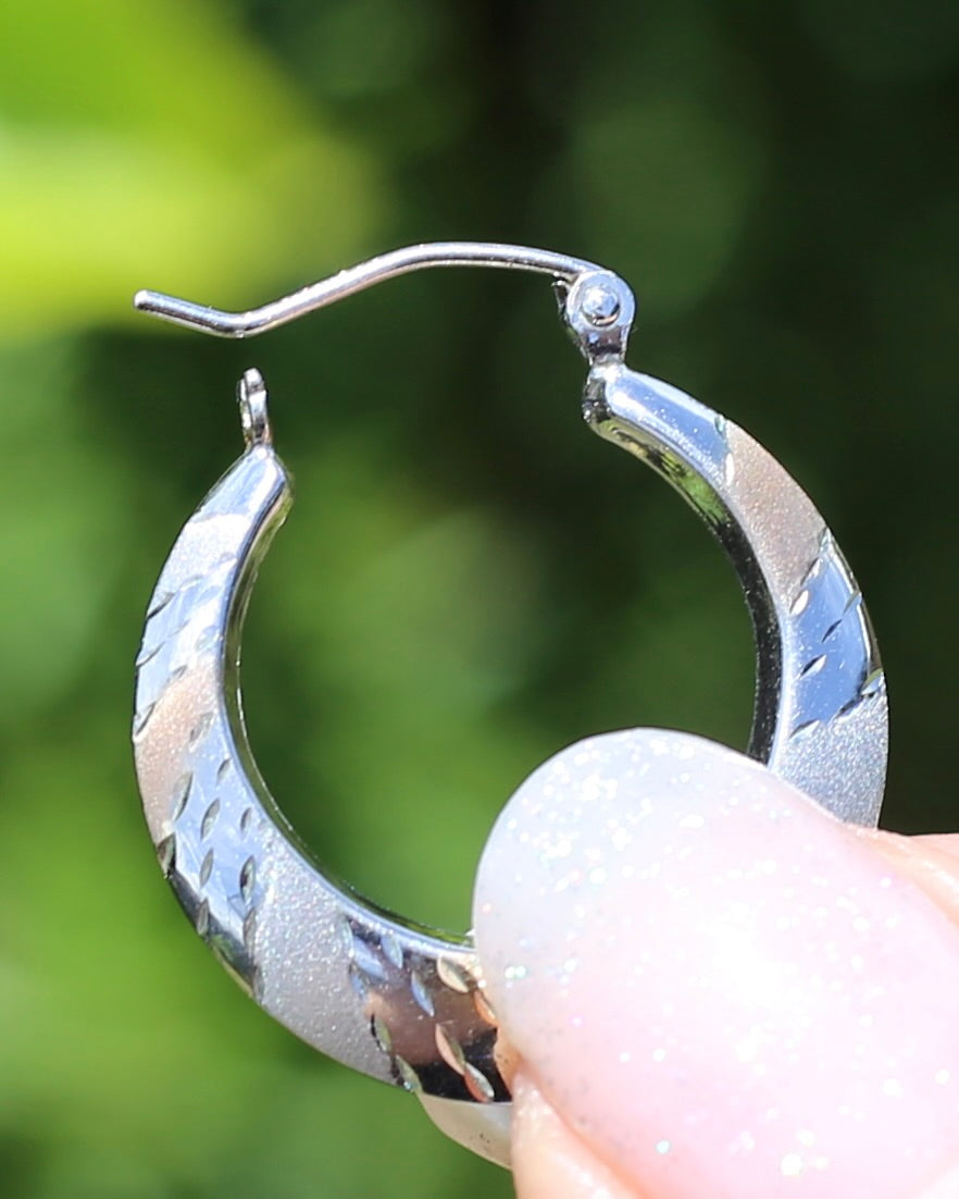 Silver and 10% Gold Hoops, Sterling Silver, Rose and White Gold, 22mm, 1.69g