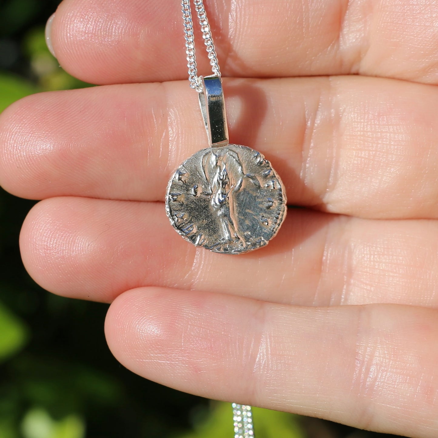 Eternity Pendant - Roman Goddess Aeternitas or Providentia, Cast From a 141-161AD Silver Denarius, avail in  Silver and Gold