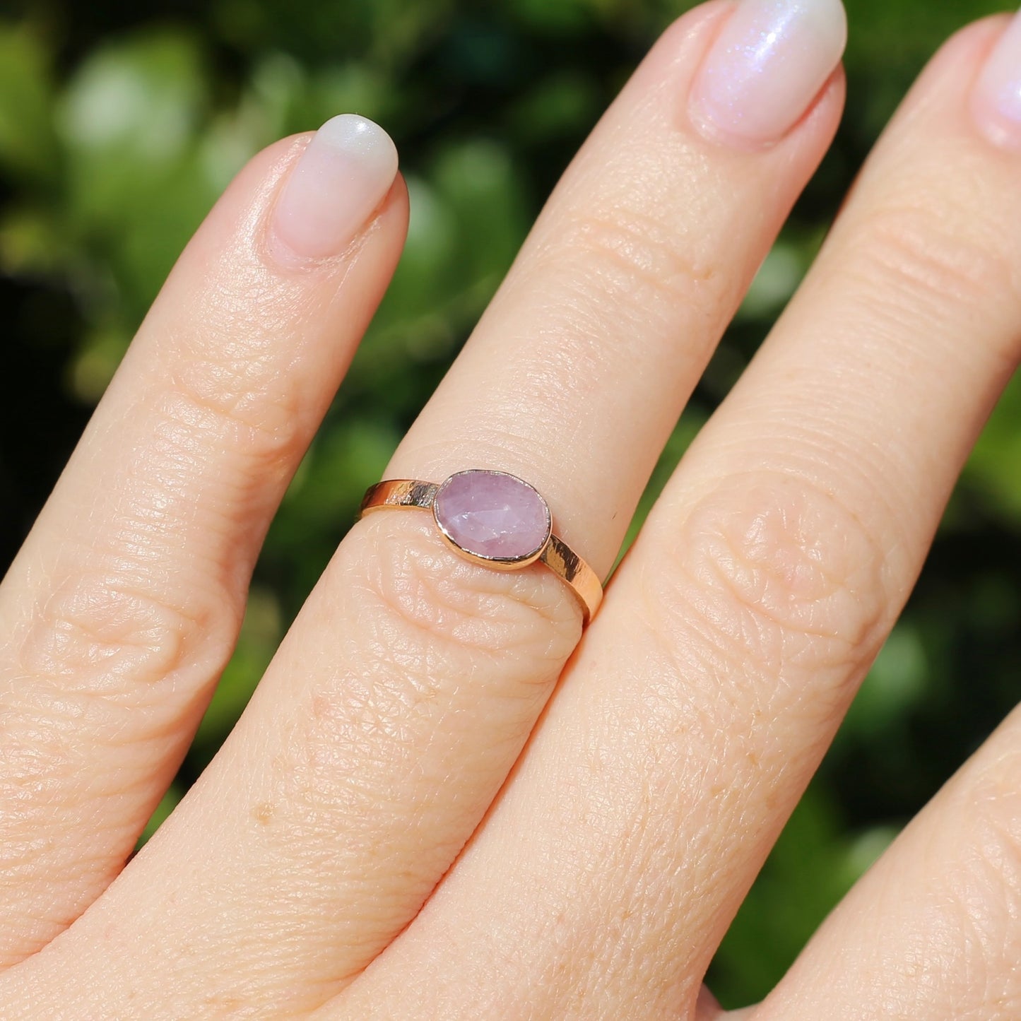 Rose Cut Pink Sapphire Ring, 14ct Rose Gold, size 6 or L1/2