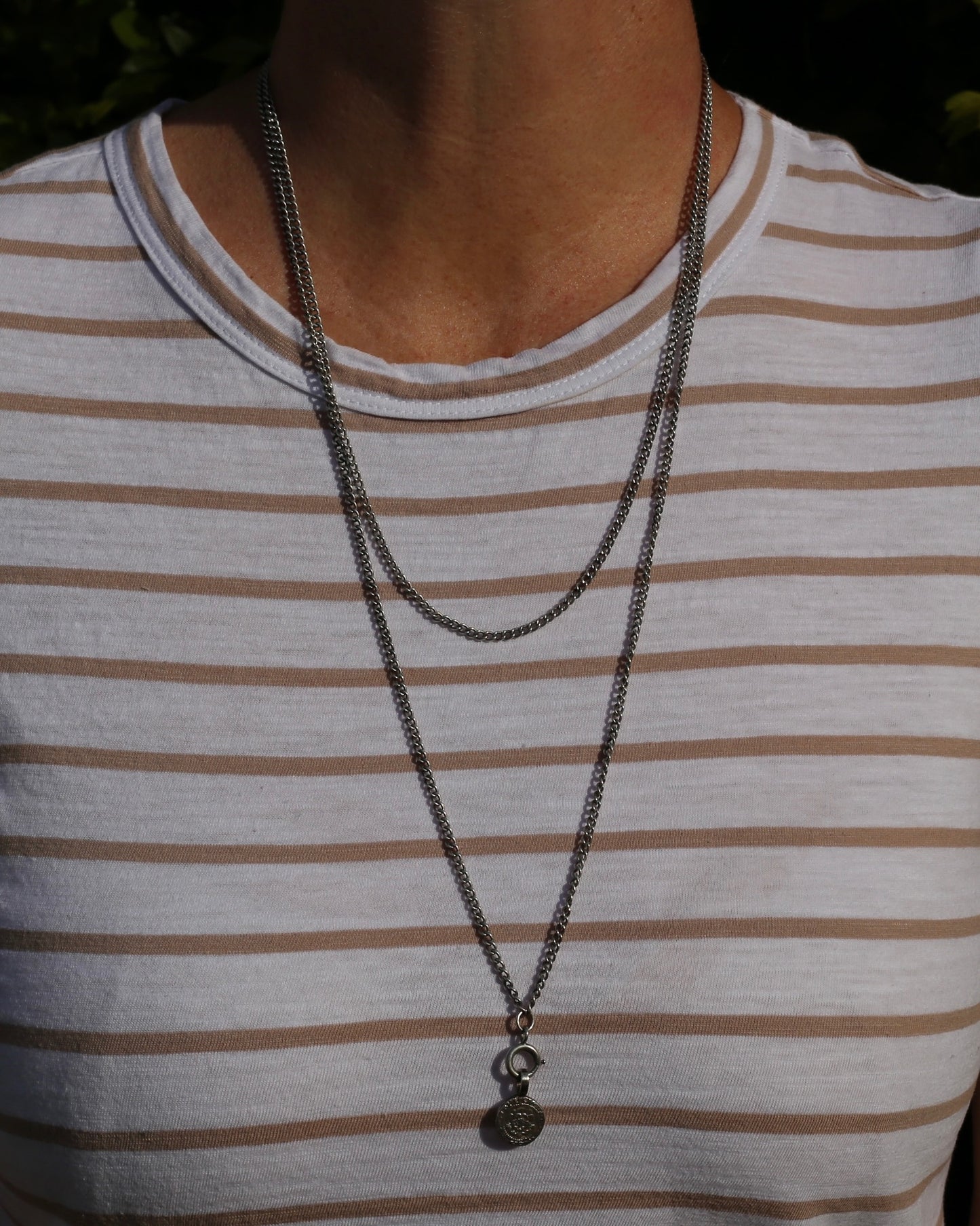 Antique French Longuard Curb Chain With Bolt Clasp, 67cm doubled, 22.1g