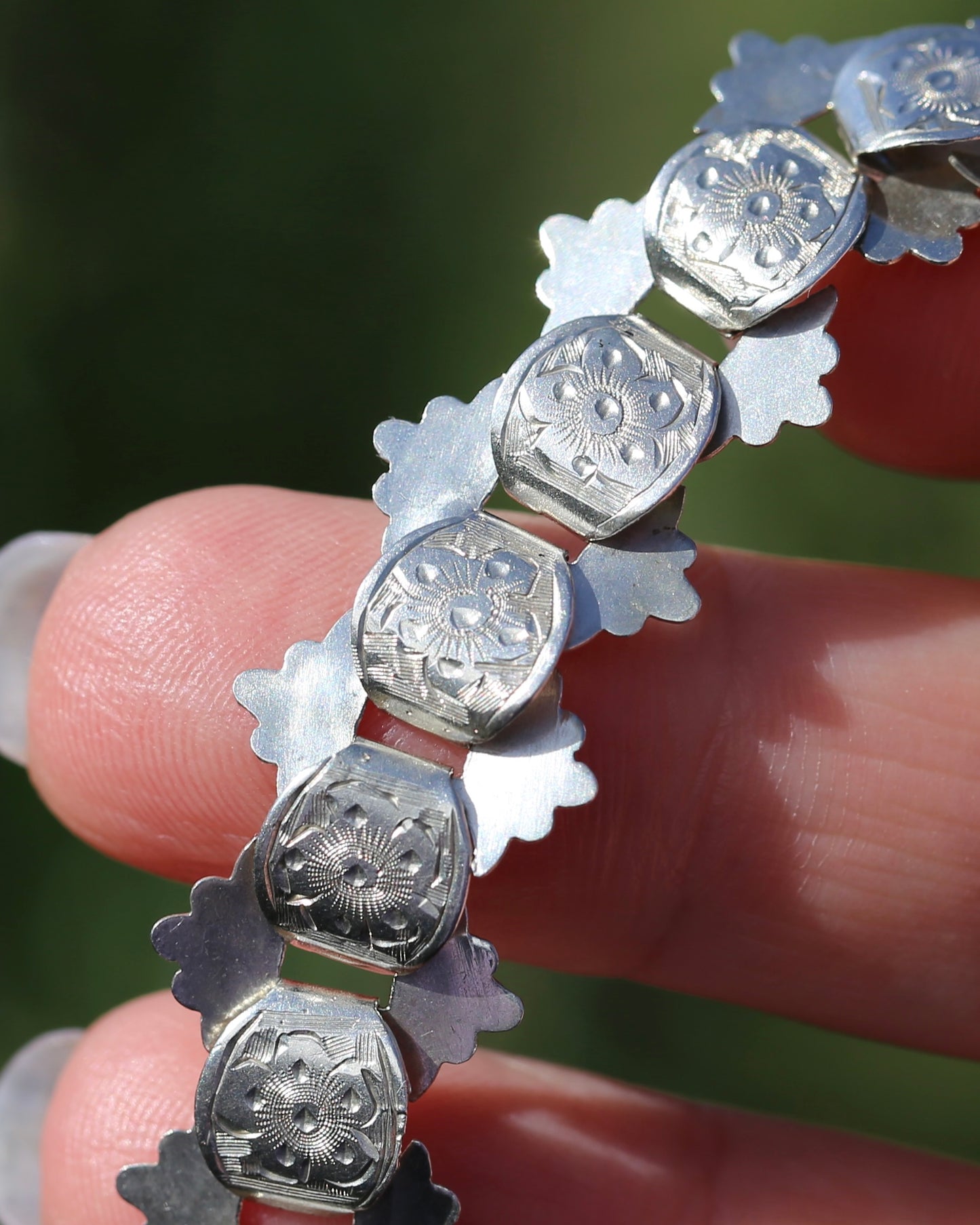 Antique Victorian Floral Book Chain, Silver, 45cm or 7.75 inches, 22.43g