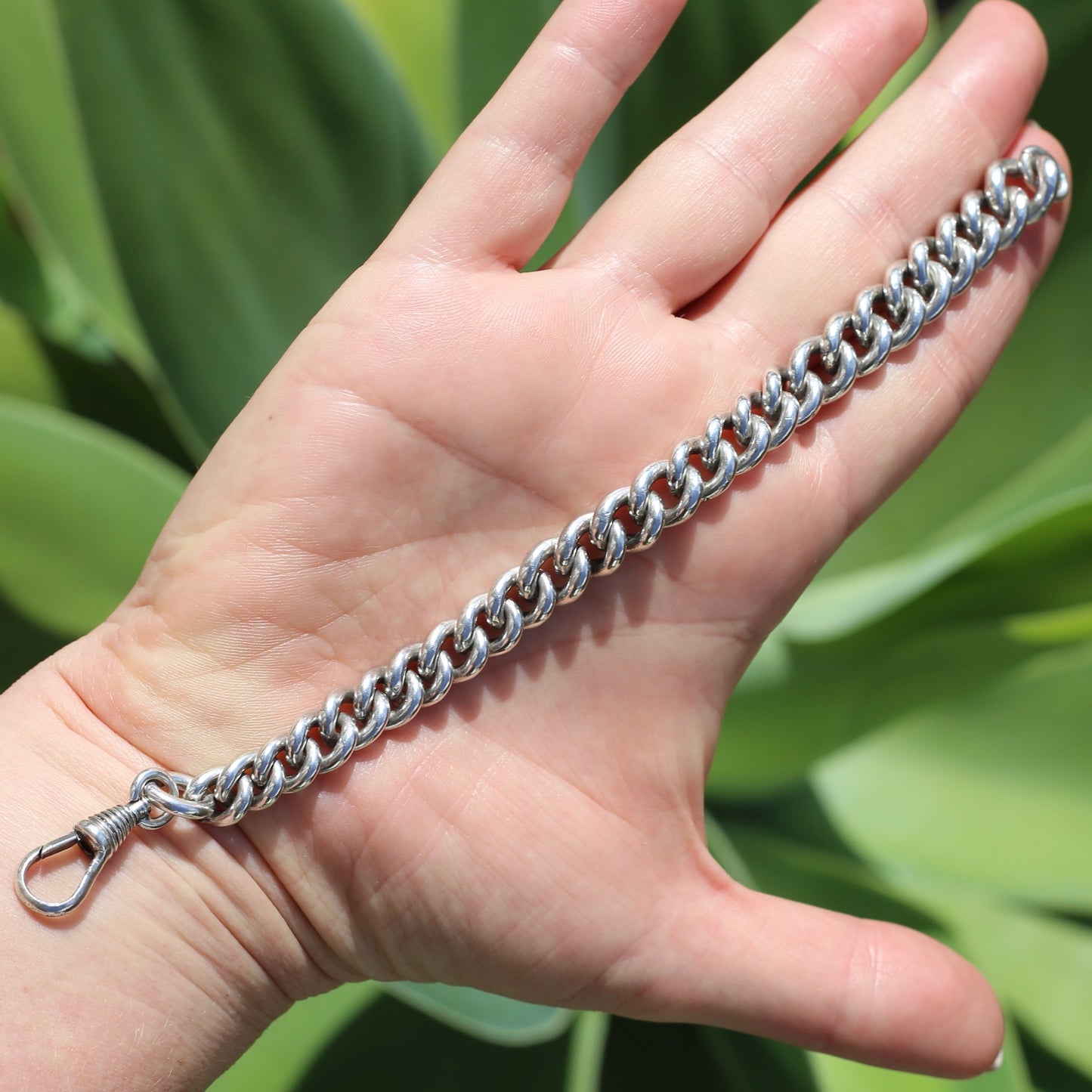 Vintage Silver Graduated Curb Chain Bracelet or Extender, 44.7g, 8 inches or just over 20cm