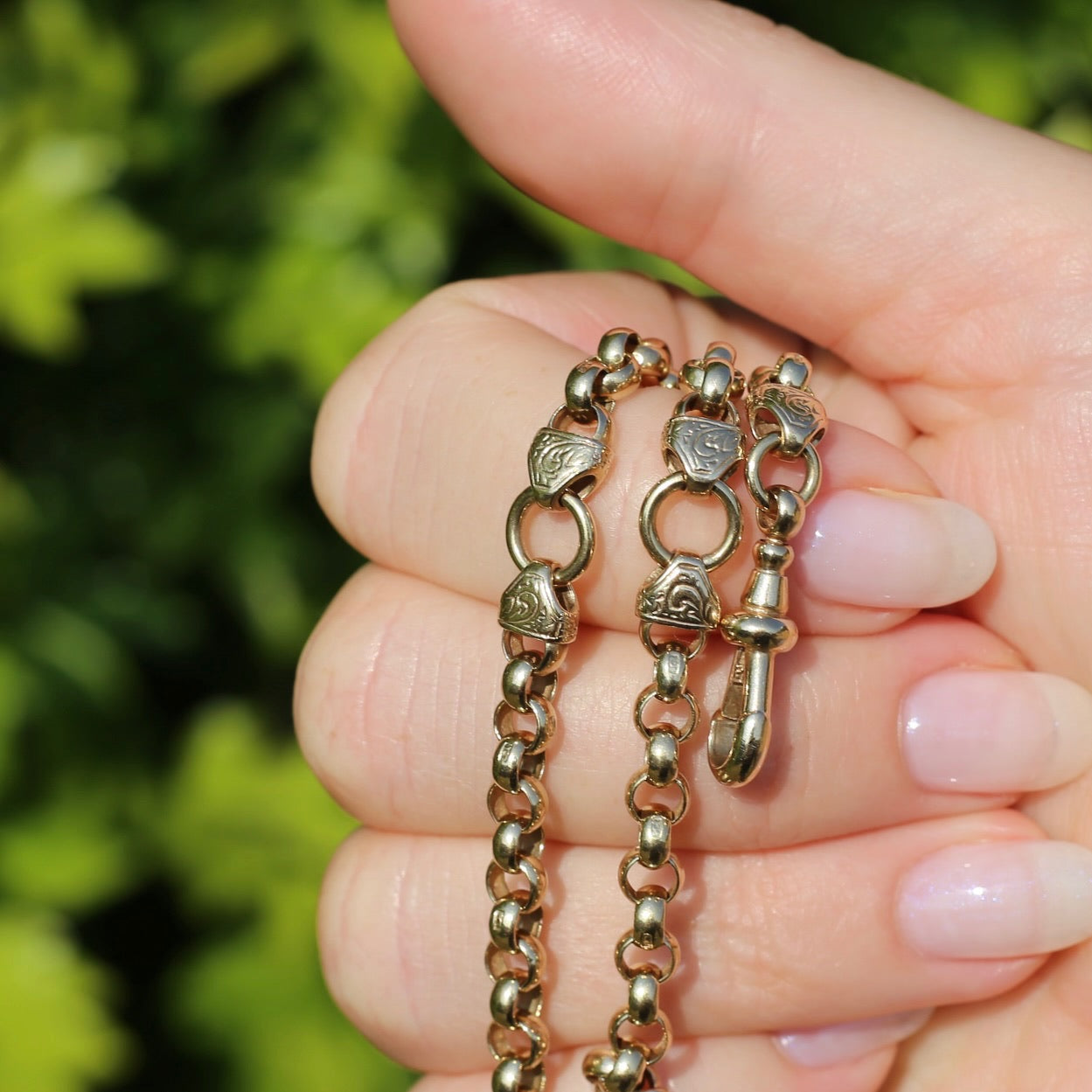 Vintage Belcher Chain with Gorgeous links and Double Albert Clasp, 9ct Gold, 49cm 23.62g