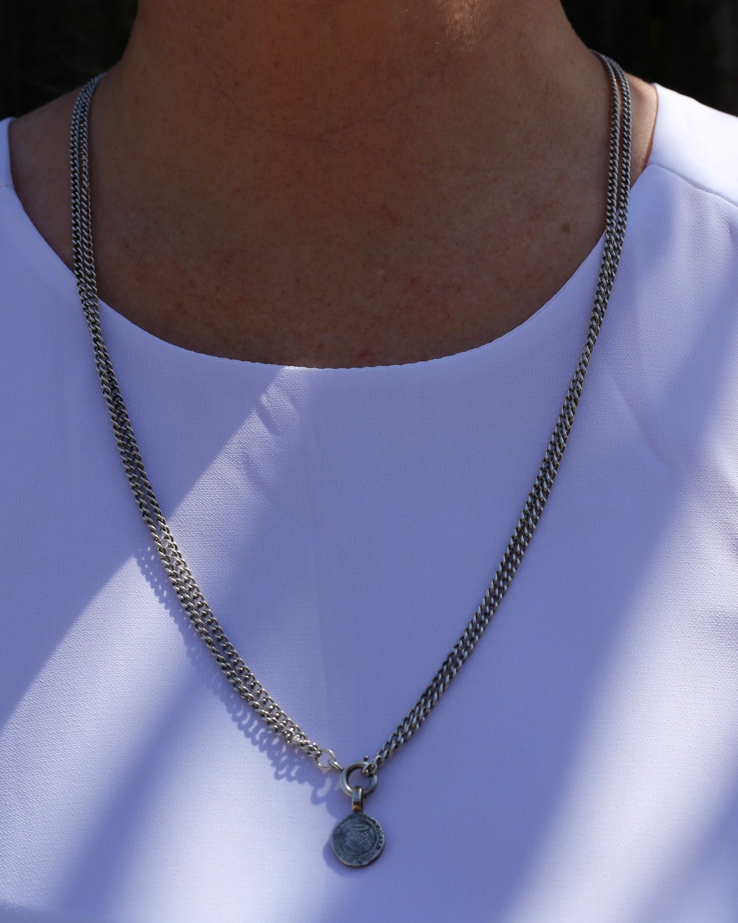 Antique French Longuard Curb Chain With Bolt Clasp, 67cm doubled, 22.1g