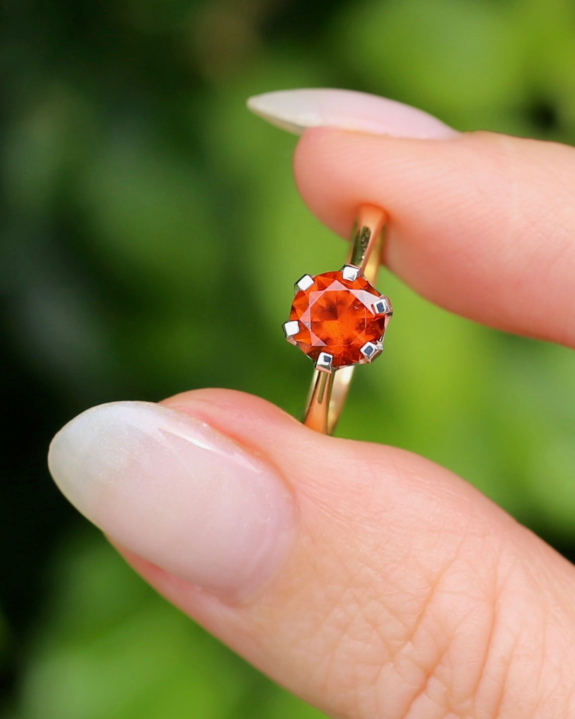 East African 1.28ct Vivid Orange Spessartite Garnet, Vintage 18ct Mixed Metal Setting, size L or 5.75 with valuation