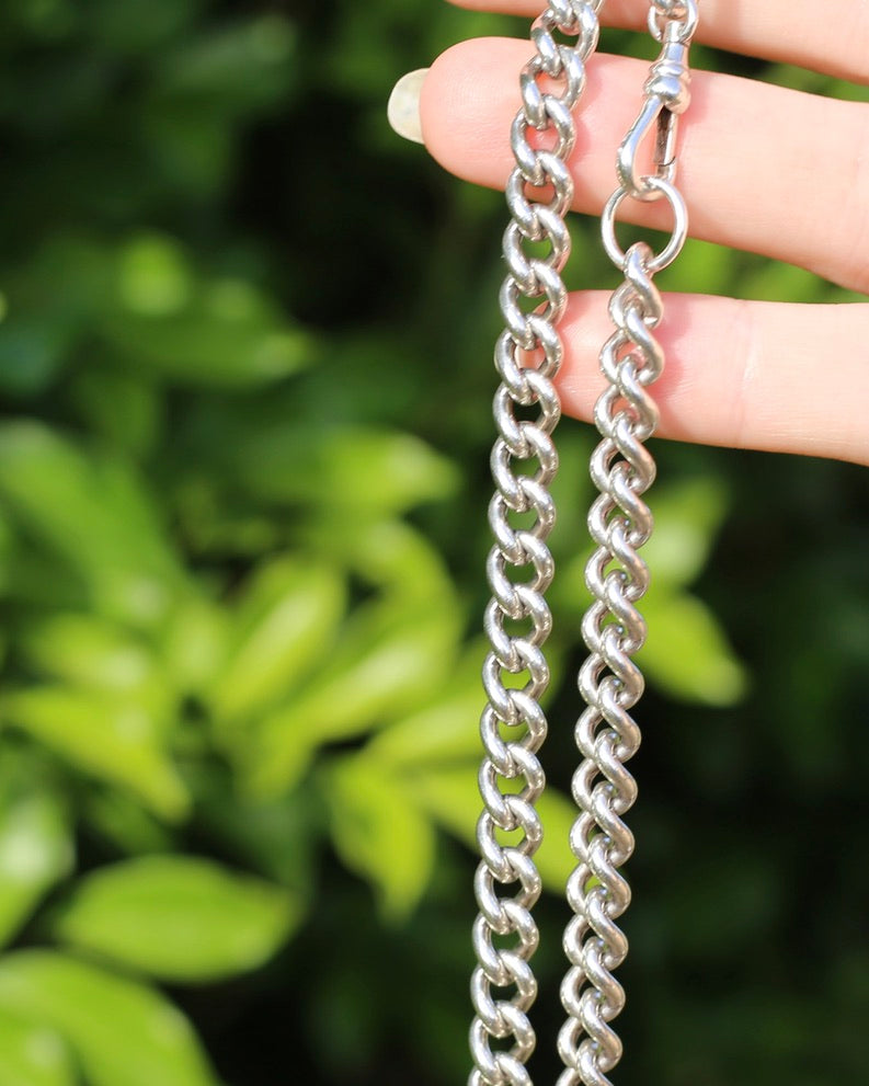 Vintage Silver Albert Chain, Likely American Made,  Swivel Albert Clasp, Sterling Silver, 50cm on 19.75 inches, 61.5g
