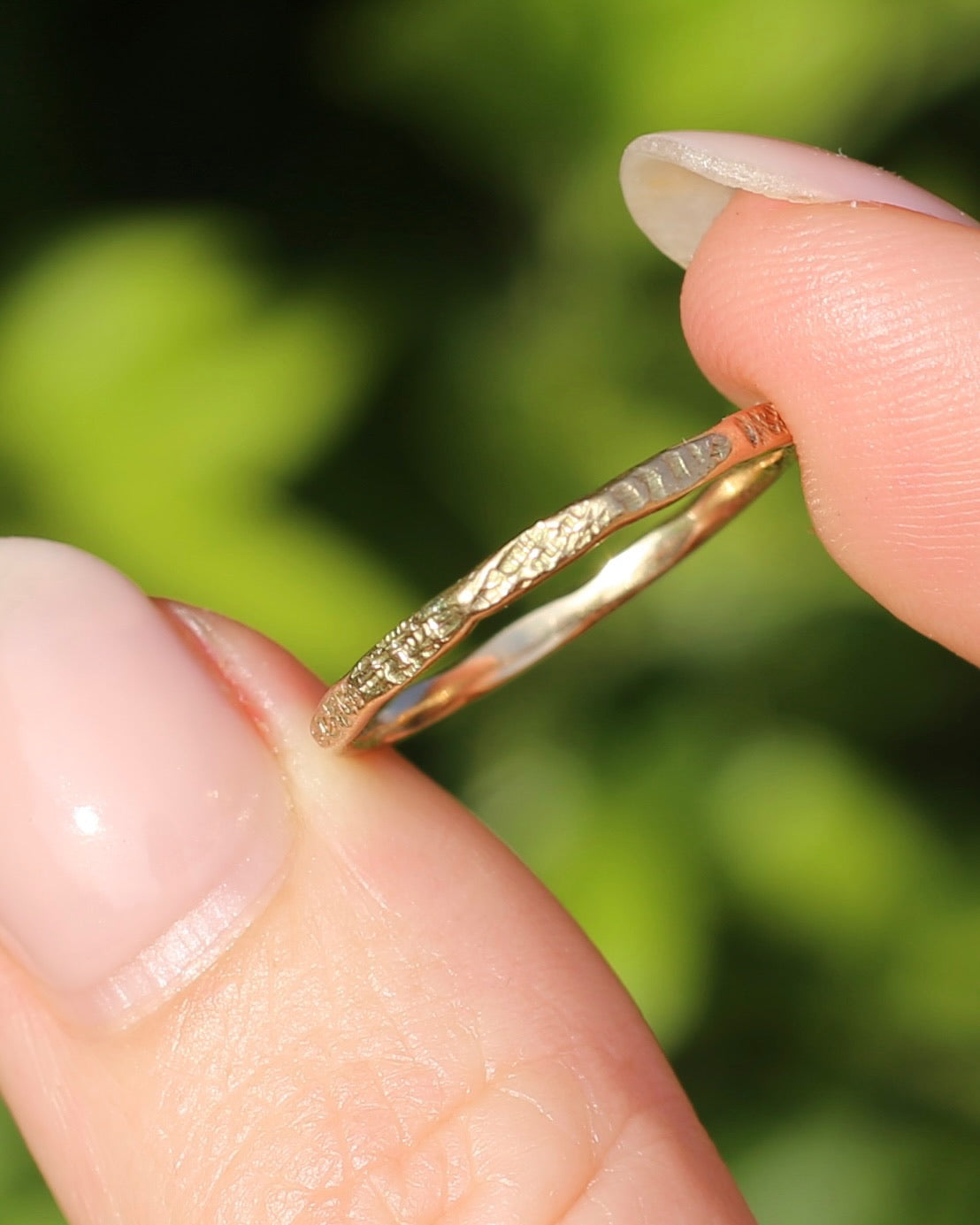 Vintage Rustic Gold Ring, 9ct Yellow Gold, size P or 7.5, 1.1g