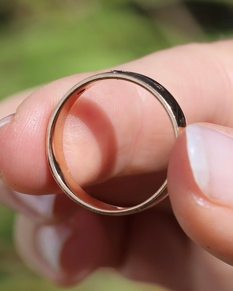 Black and Champagne Set Diamond Band, 9ct Rose Gold, size 8.5 or just over Q1/2 - fits more like a Q or just under 8.25, 3.0g