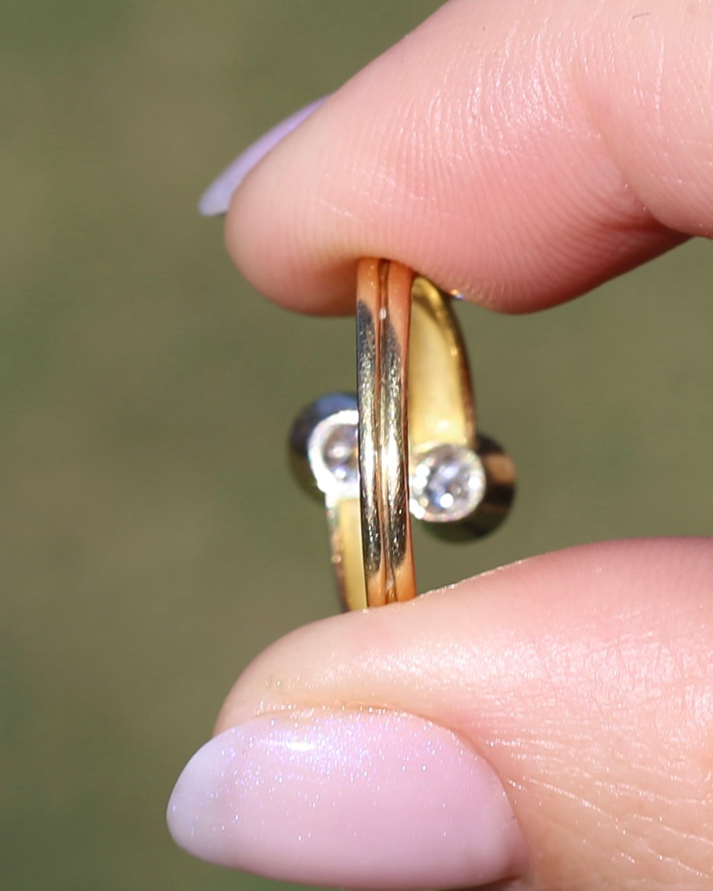 Vintage Toi Et Moi Two Stone Natural Diamond Ring, 18ct Yellow and White Gold Ring, size P1/2 or just over 7.75, 4.42g, with valuation