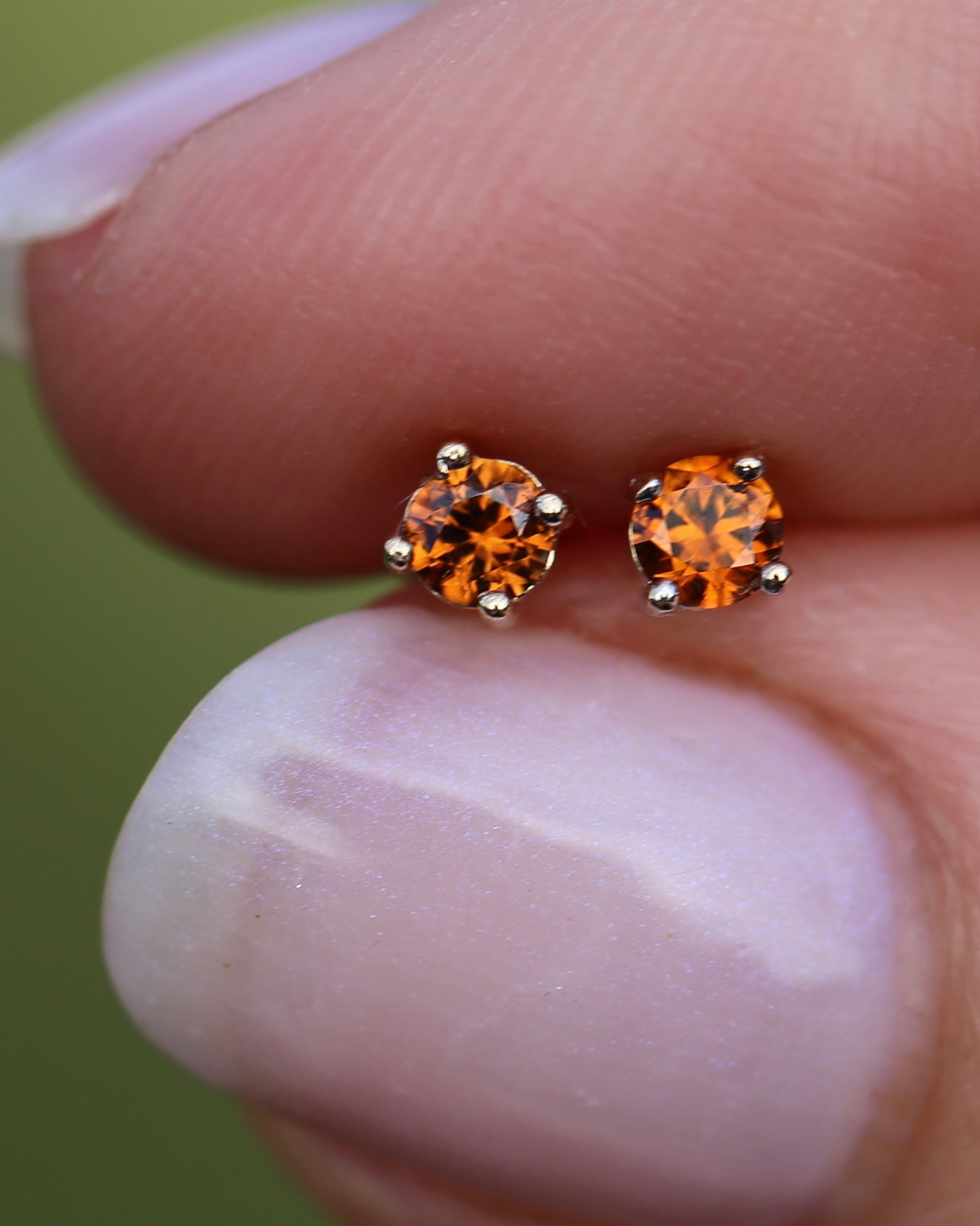 0.3ct Vibrant Burnt Orange Australian Zircon Studs, 9ct Yellow Gold, 0.48g
