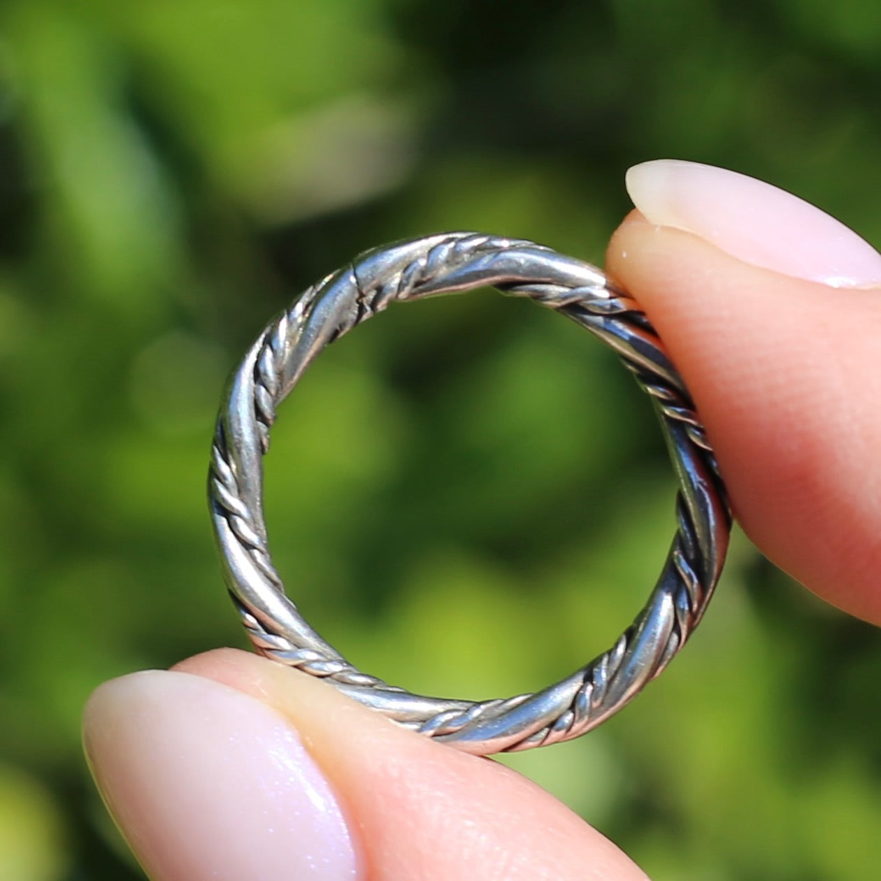 Twisted Rope Ring, Sterling Silver, size O or 7.25