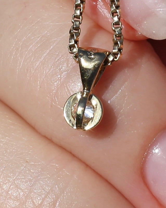 Vintage 0.2ct Natural Diamond Bezel Set Pendant, 9ct Yellow Gold, 0.45g
