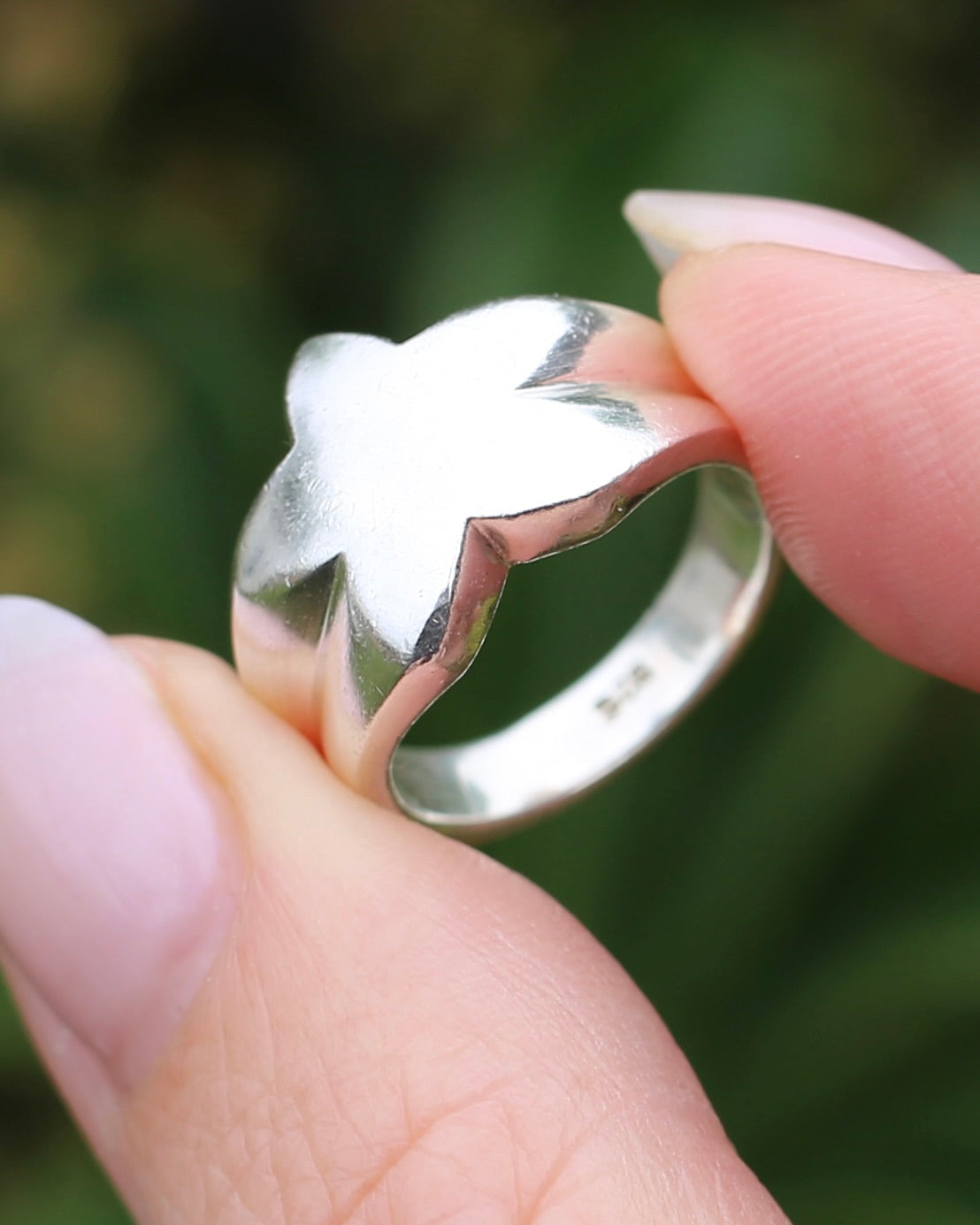 Chunky Vintage Silver Star Ring, Sterling Silver, size L or 5.75, 9.78g