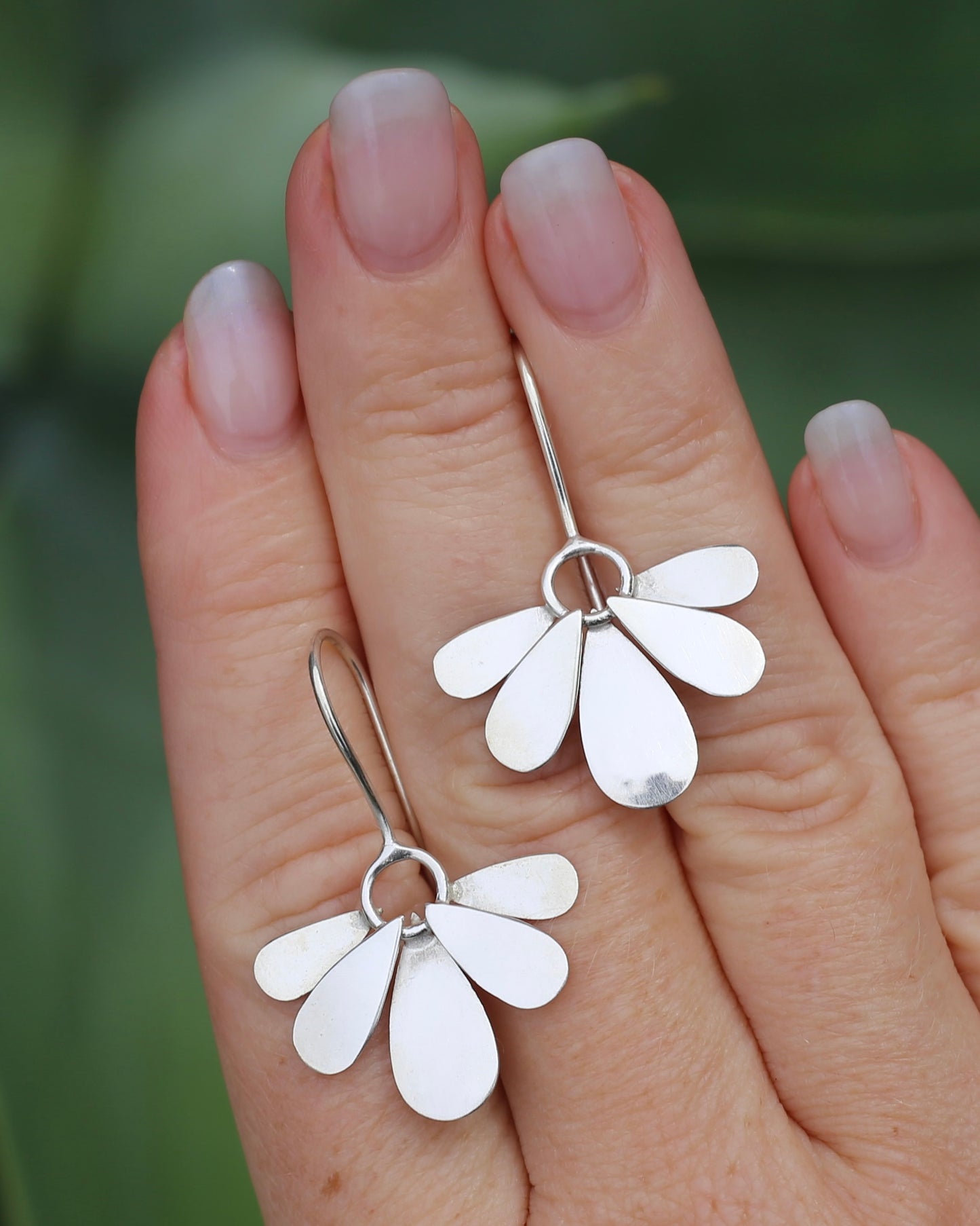 Hand Made Floral Inspired Earring Wires, Sterling Silver, 3.83g