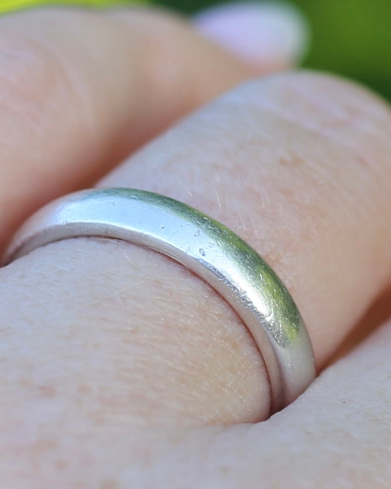 4mm Chunky Half Round Silver Band, Sterling Silver, Size Q or 8.25, 4.5g