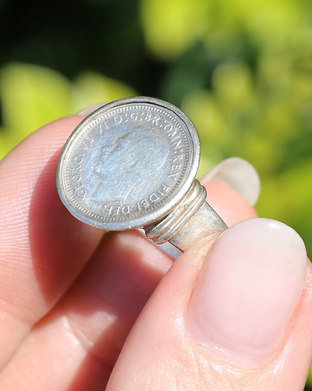 1952 Threepence Piece Silver Ring, 7.1g, size O or 7