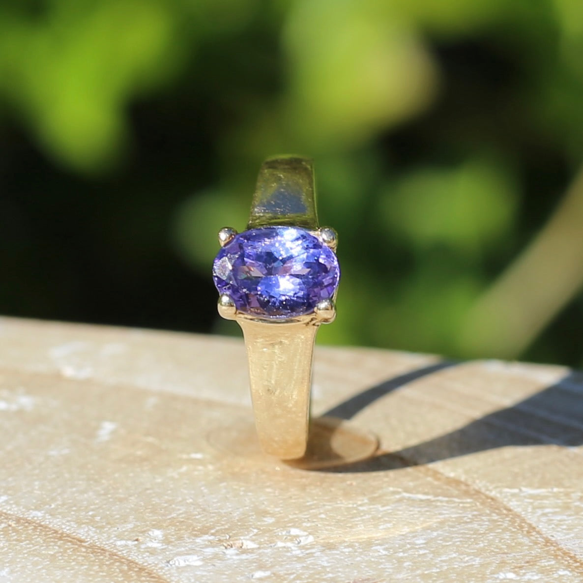 1.25ct Oval Tanzanite Ring, 14ct Yellow Gold, size N or just over 6.5