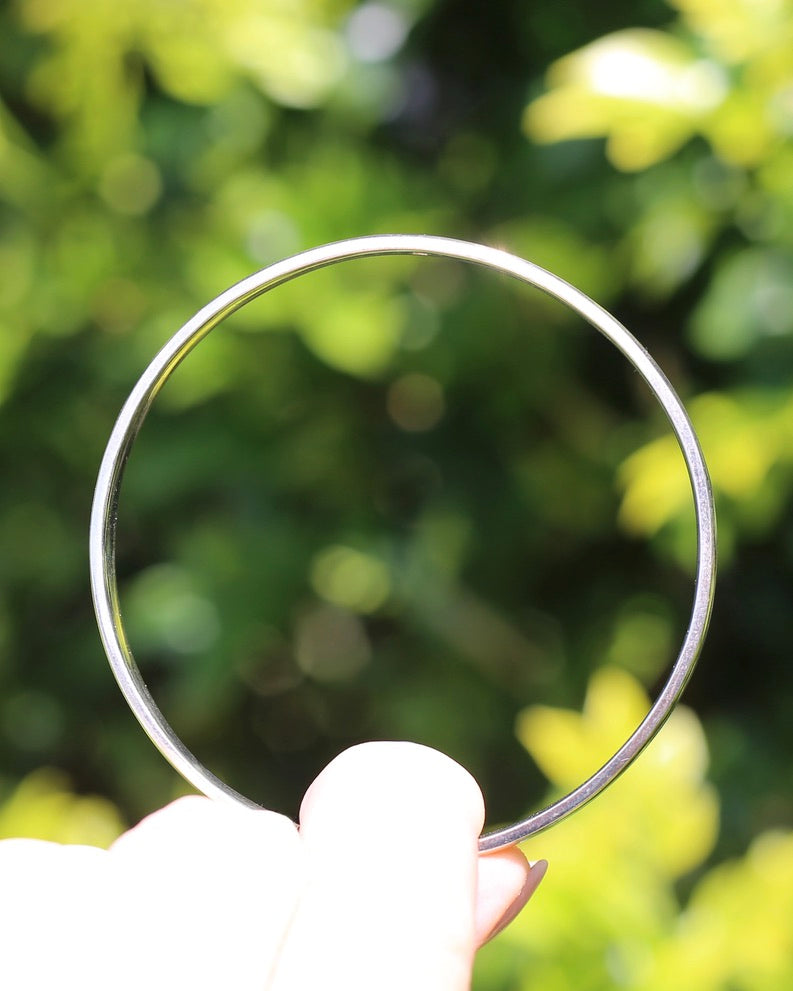 Solid Silver Half Round 7.5mm Wide Round Bangle, 26g