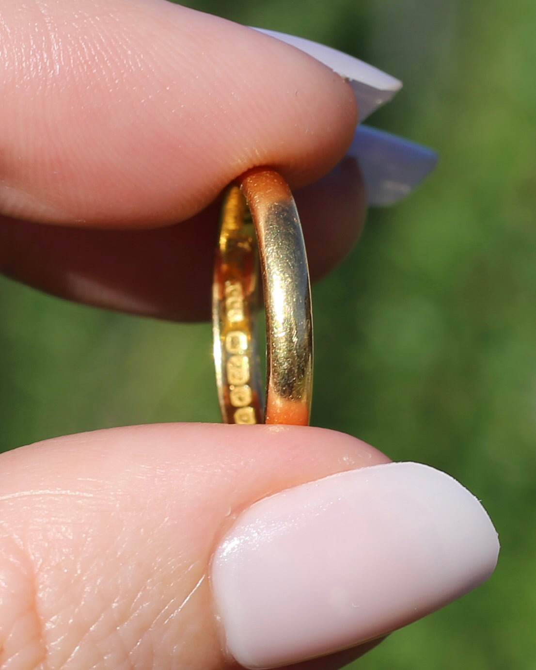 1928 Birmingham Made 22ct 3mm Wedder, 22ct Yellow Gold, size N1/2 or just over 6.75, 3.81g