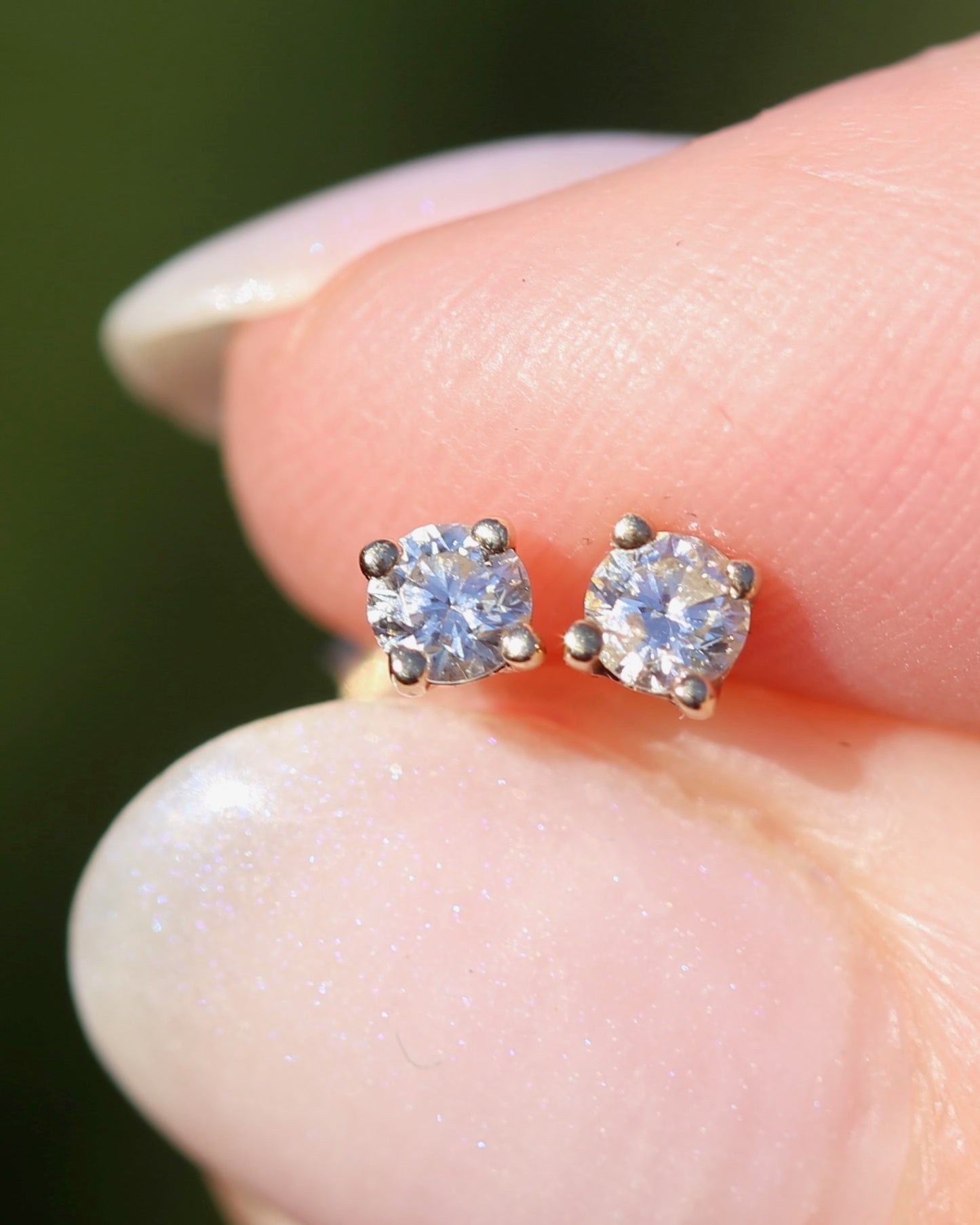 0.24ct TDW Diamond Studs, 9ct Yellow Gold Screw Post Studs, 4 Claw Gold, 9ct Yellow Gold