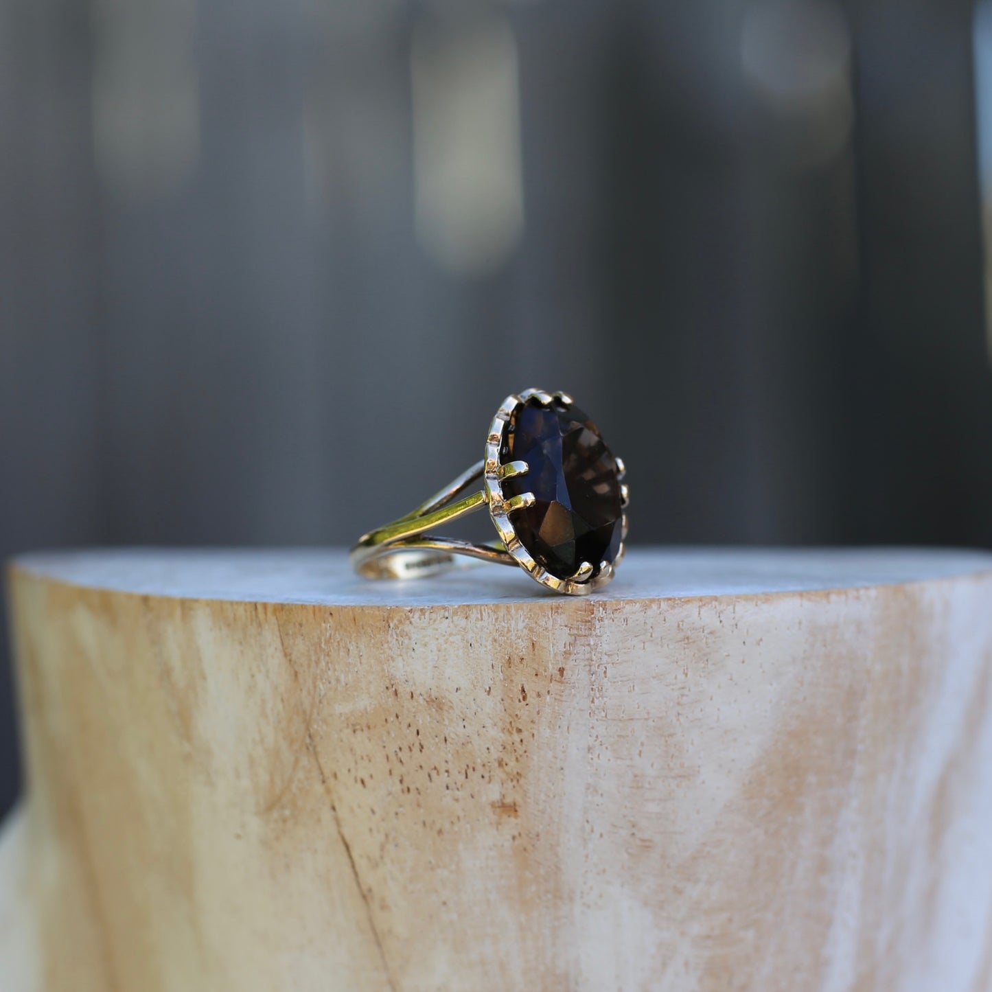 Gorgeous 1973 7.5ct Smoky Quartz Cocktail Ring, size N or 6.75