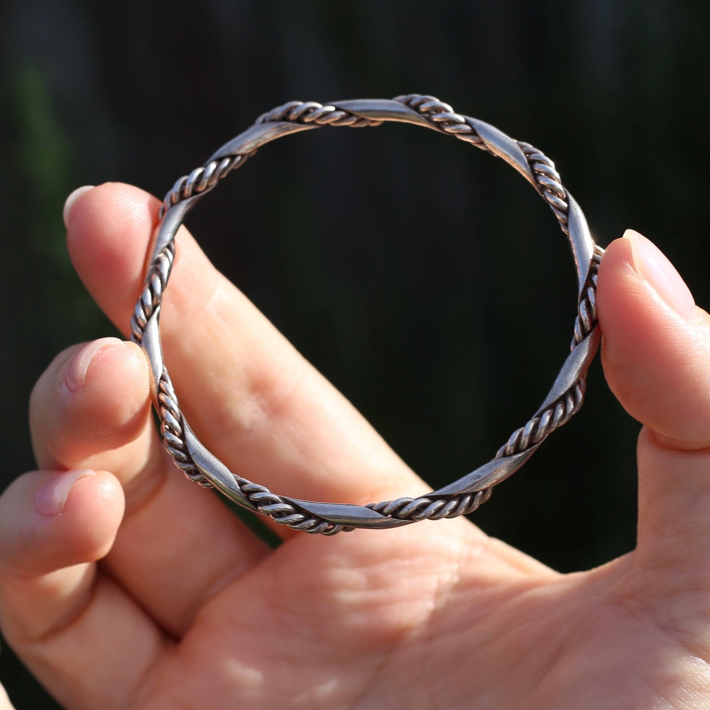 Twisted Rope Silver Bangle, Sterling Silver, 16.6g