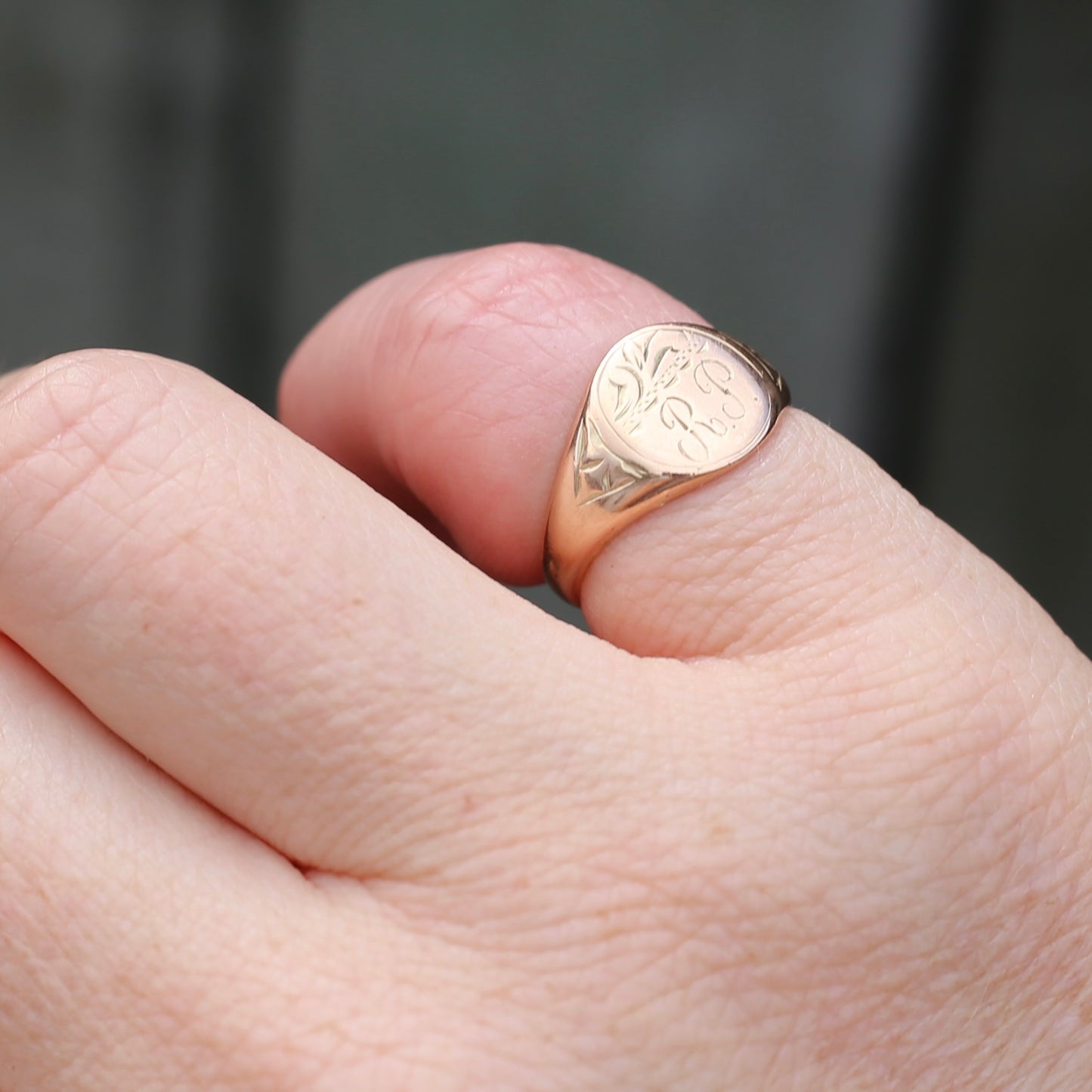 Antique Old Gold Signet Ring, Intials "RP", 9ct Old Rosey Gold, size J or 4.75