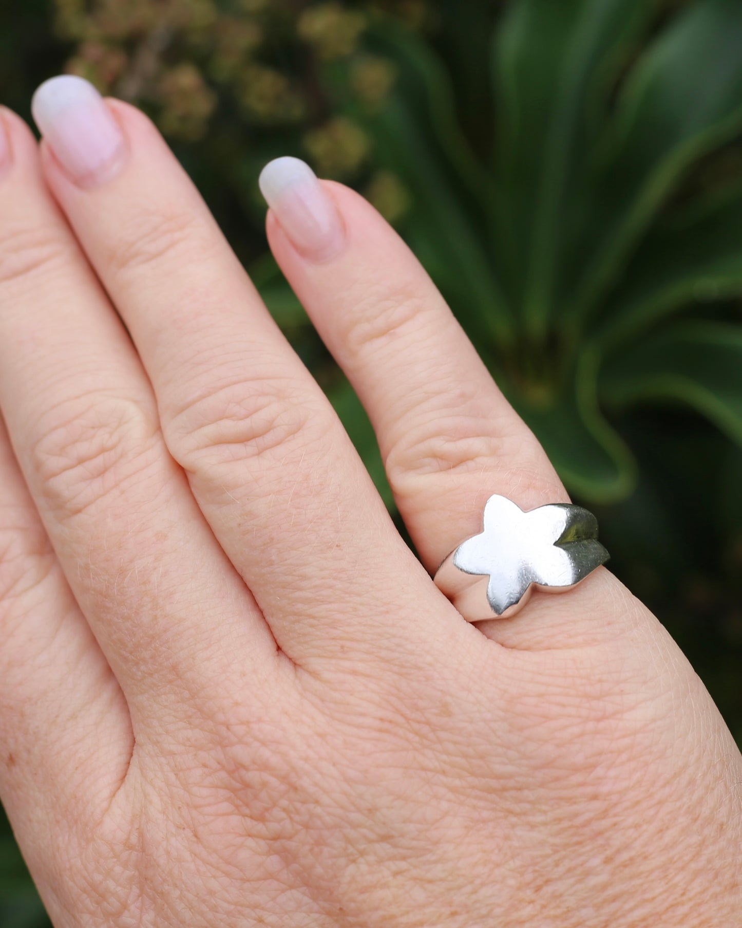 Chunky Vintage Silver Star Ring, Sterling Silver, size L or 5.75, 9.78g