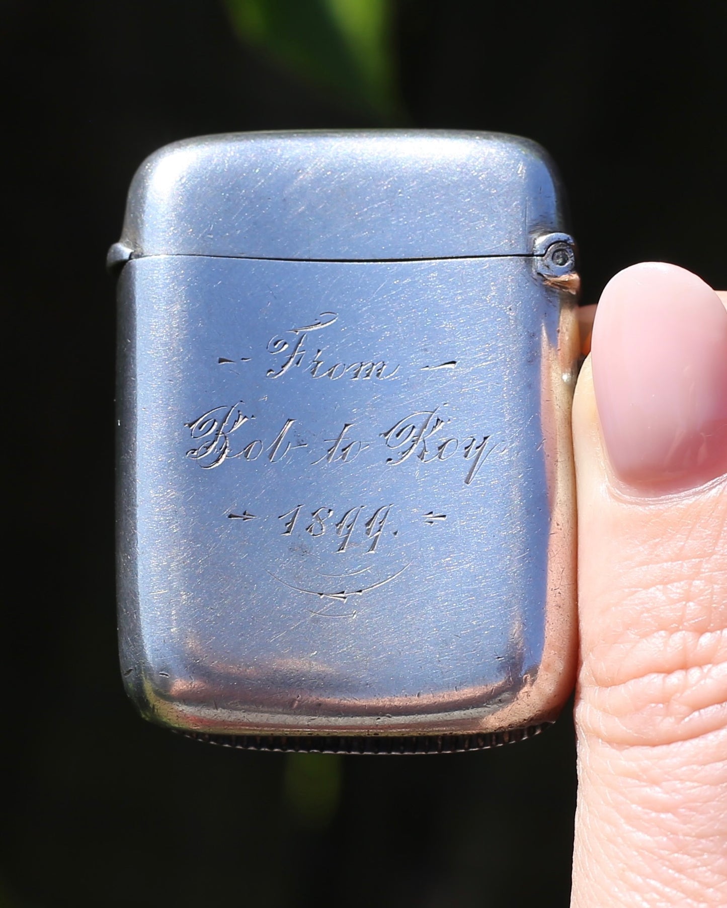 Antique 1896 Vesta Case featuring Enamel Sailor Girl, Sterling Silver, 39g