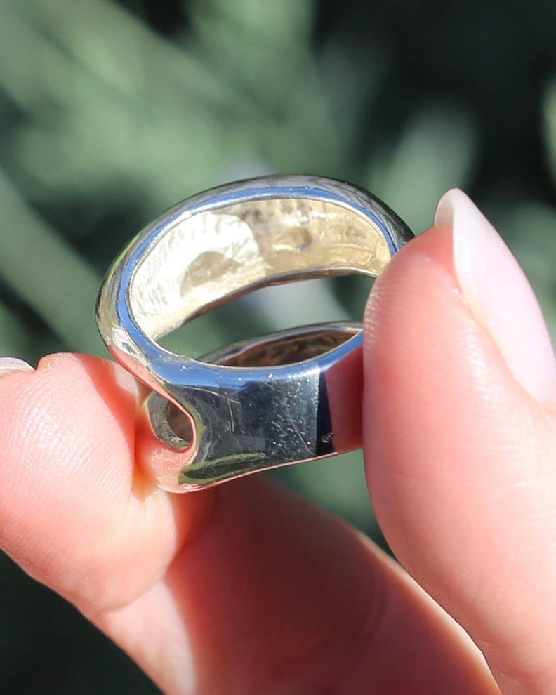 Structural Double Band Silver Ring, Sterling Silver, size R1/2 or just under 9, 12g