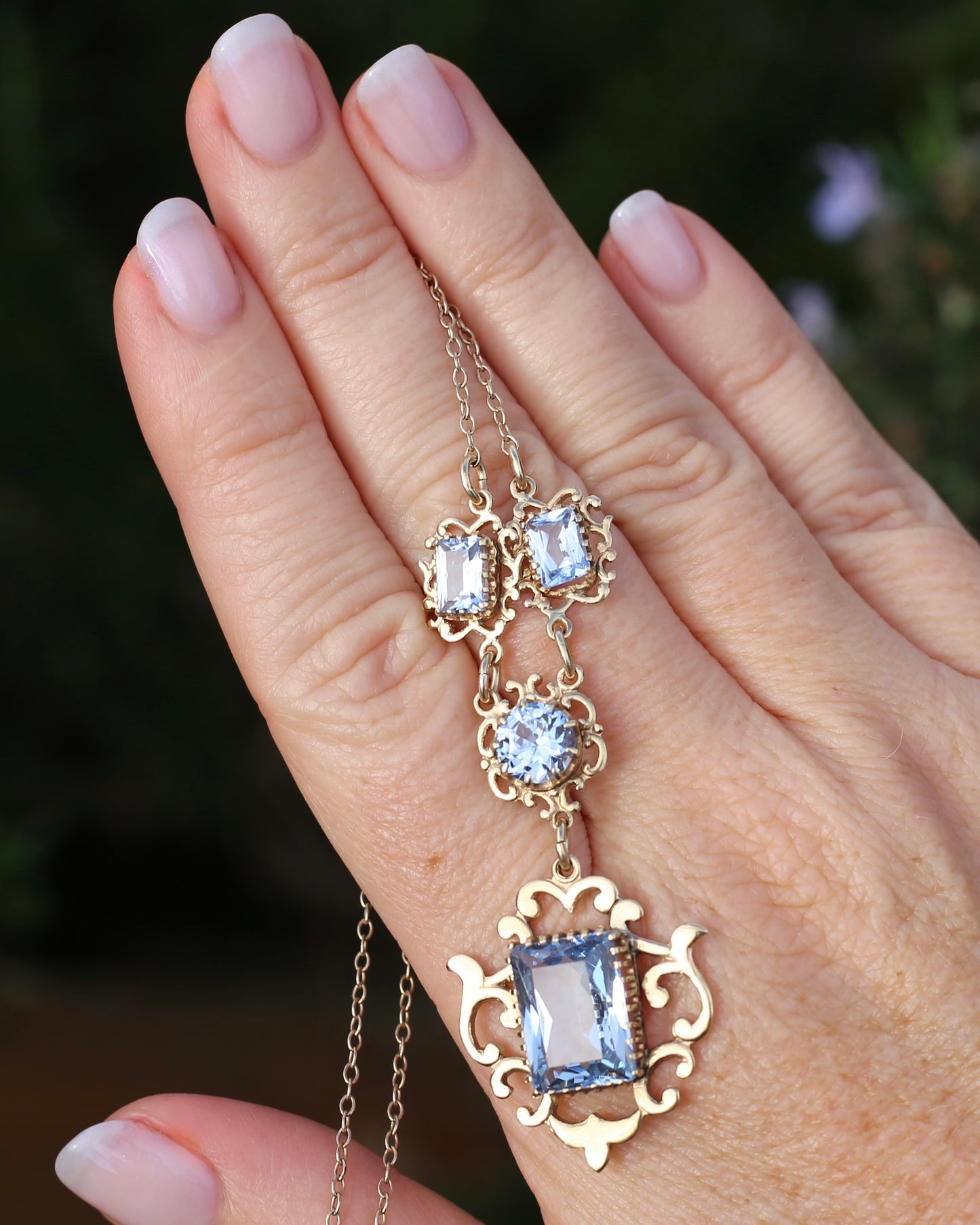 Vinitique Blue Spinel Necklace, 9ct Yellow and Old Rosey Gold, 42cm or 16.5 inches, 9.56g
