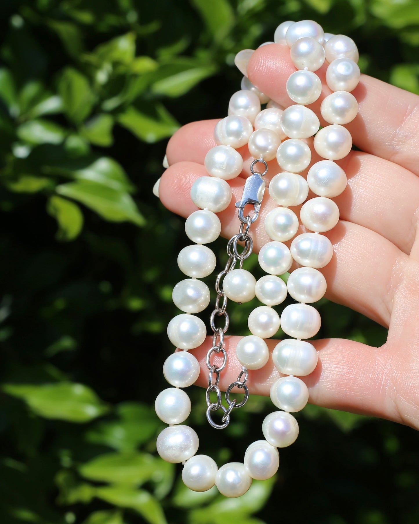 Freshwater Pearl and Silver Necklace, 44-50cm variable length, 57.5g