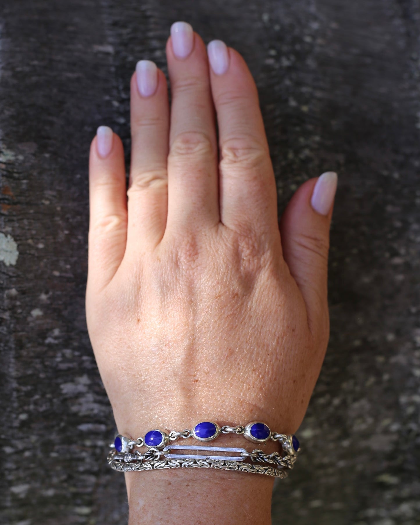 Love Link and Trombone Link Bracelet or Extender with Albert Clasp, Sterling Silver, 7.75 inches or 19.5cm, 11.88g