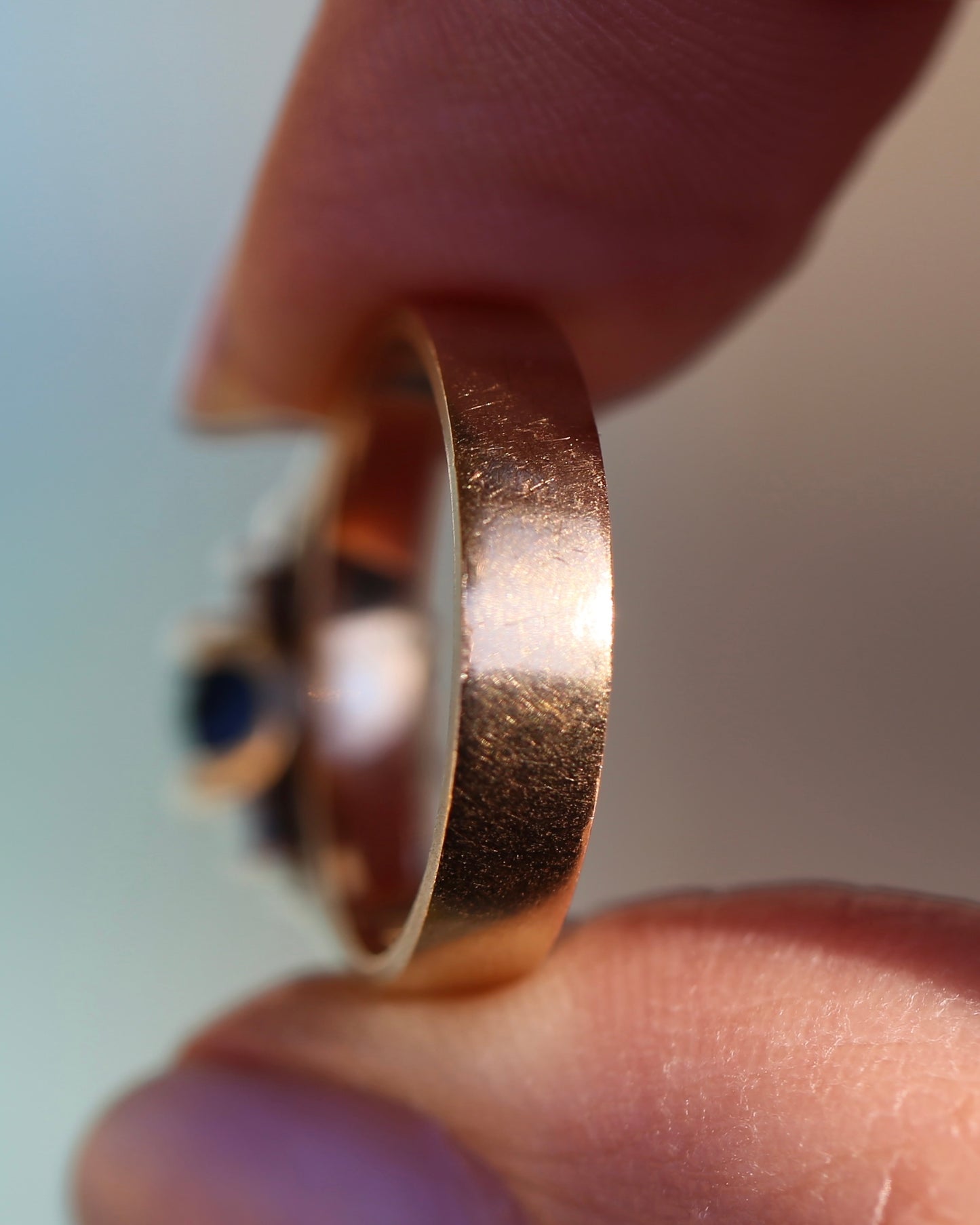 Circa 1970s Natural Sapphire and Diamond Ring, 9ct Yellow and White Gold, size M or 6.25, 4.19g
