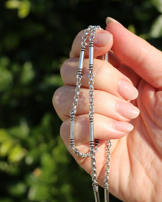 Vintage Australian Silversmith Don Bannister Bar and Cable Chain Necklace, 19.4g