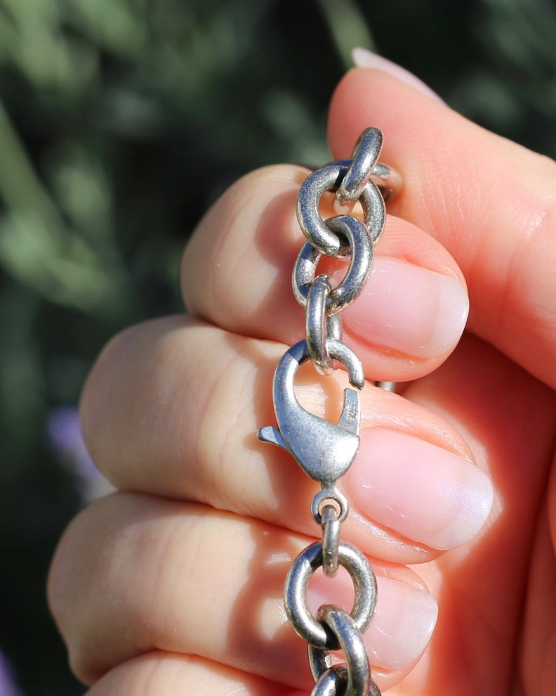 Vintage Chunky Oval Cable Chain with Parrot Clasp, Sterling Silver, 46cm or 18inches, 58.65g