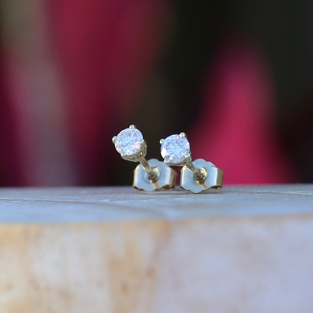 0.35ct TDW Diamond Studs, 10ct Yellow Gold Studs, 4 Claw Gold, 10ct Yellow Gold