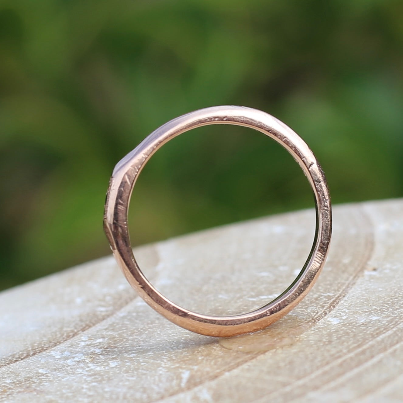 Rustic Handmade Rose Gold Ring with Blue Spinel, 9ct Rose Gold, size T or 9.5