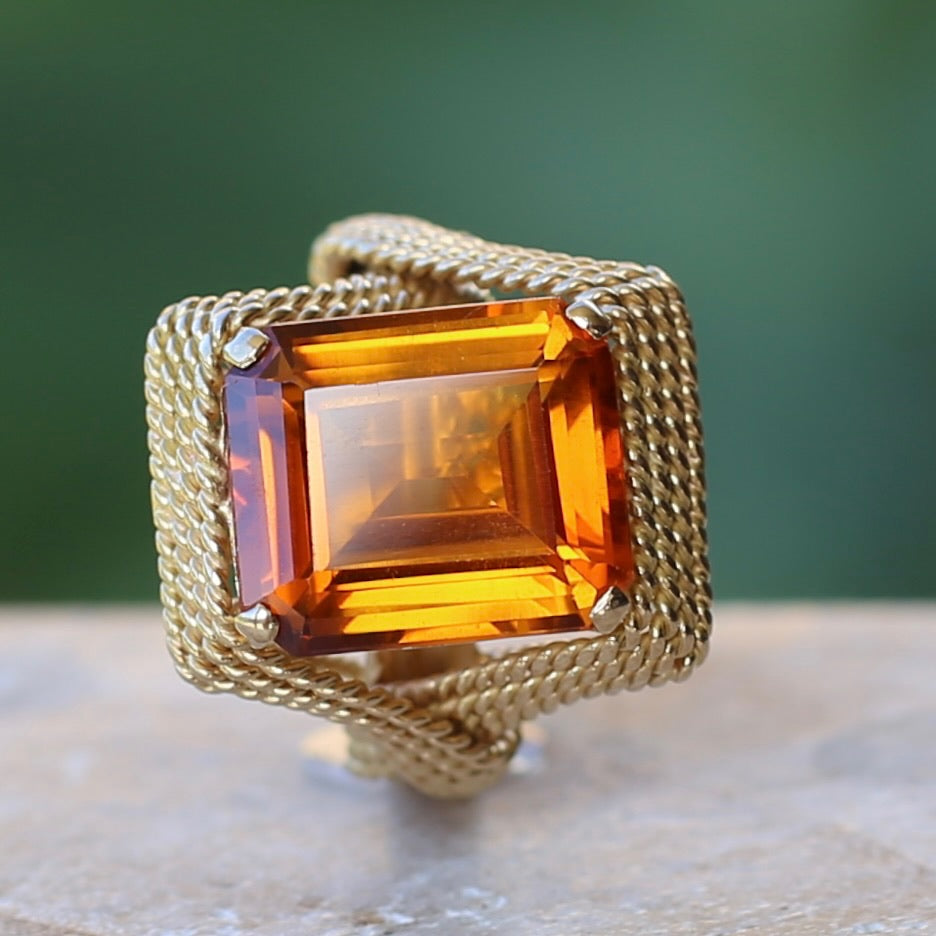 Vintage orange sapphire on sale ring