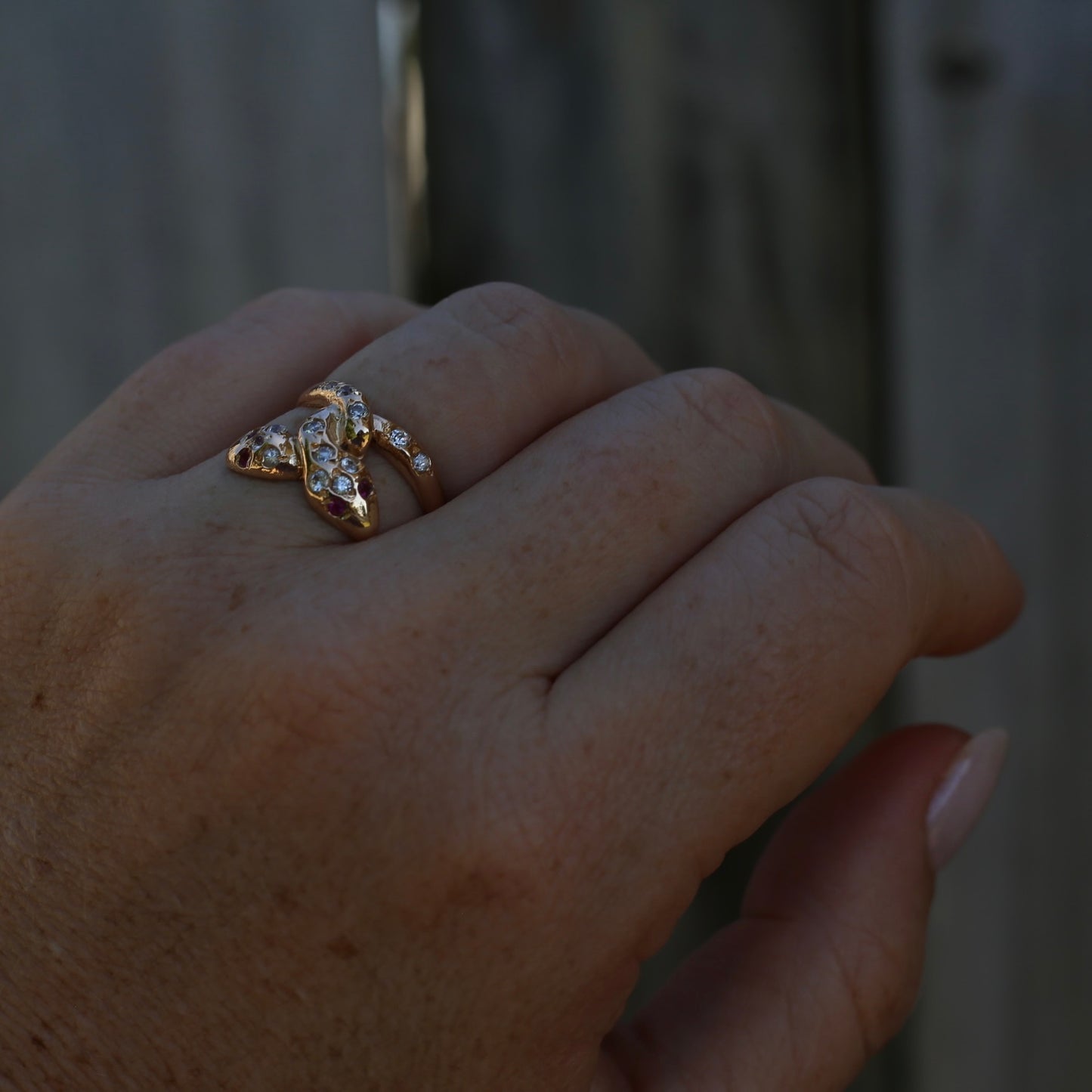 Pre-2002 Egyptian Made Double Snake Ring, 18ct Rosey Gold, size M1/2 or 6.5