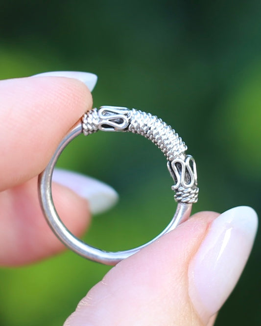 Balinese Silver Type Ring, Sterling Silver, size N - N1/2 or 7, 2.75g
