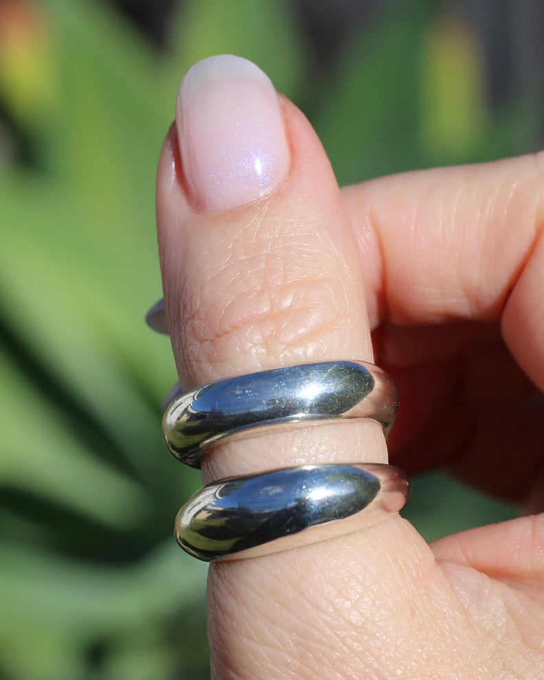 Structural Double Band Silver Ring, Sterling Silver, size R1/2 or just under 9, 12g